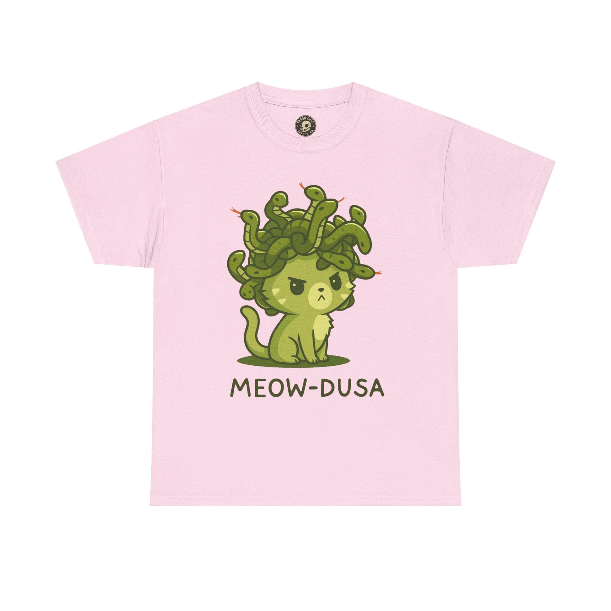 Meow-dusa Funny Cat Medusa T-Shirt – Gildan 5000 Heavy Cotton Tee