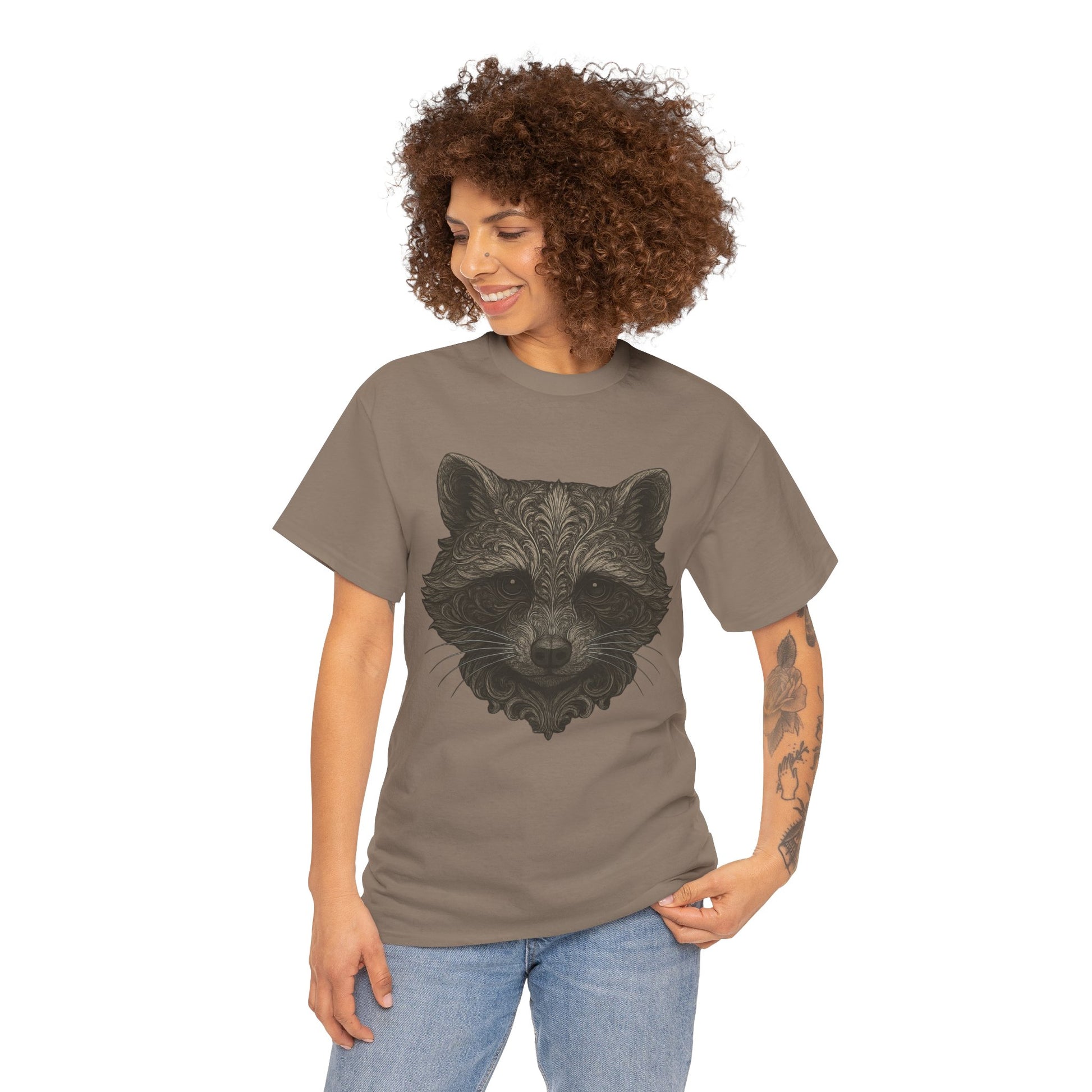 Ornate Raccoon Face Shirt – Intricate Woodland Animal Art Tee – Tattoo-Inspired Forest Aesthetic – Trash Cult Supply Co.