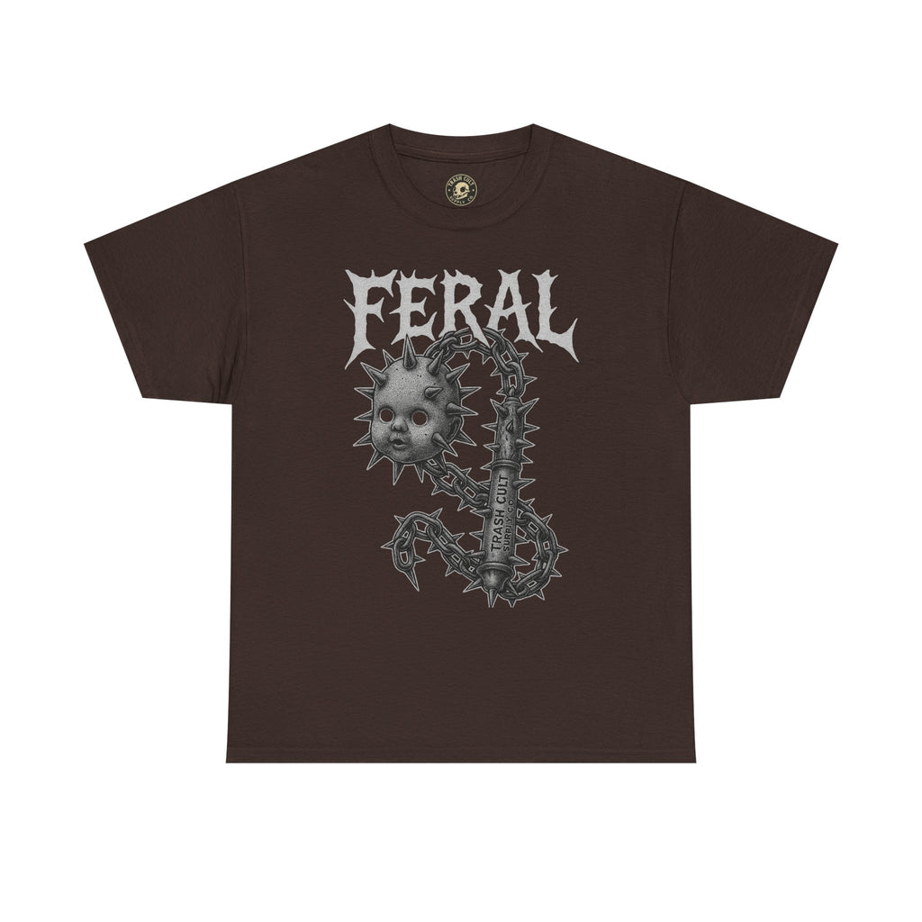 FERAL Spiked Doll Flail Tee – Halftone Gothic Weapon Shirt | Trash Cult Supply Co. | Gildan 5000