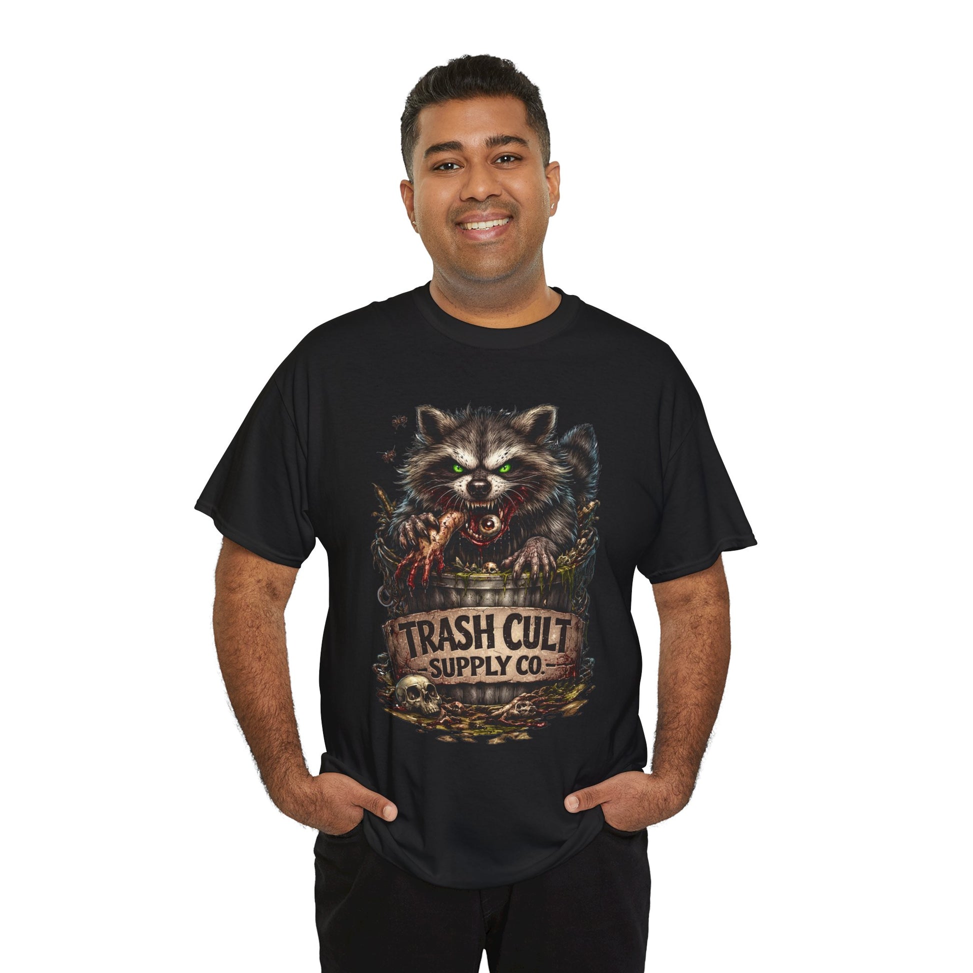 Raccoon 'Trash Cult Supply Co.' Graphic Tee — Vintage Grunge Animal Streetwear