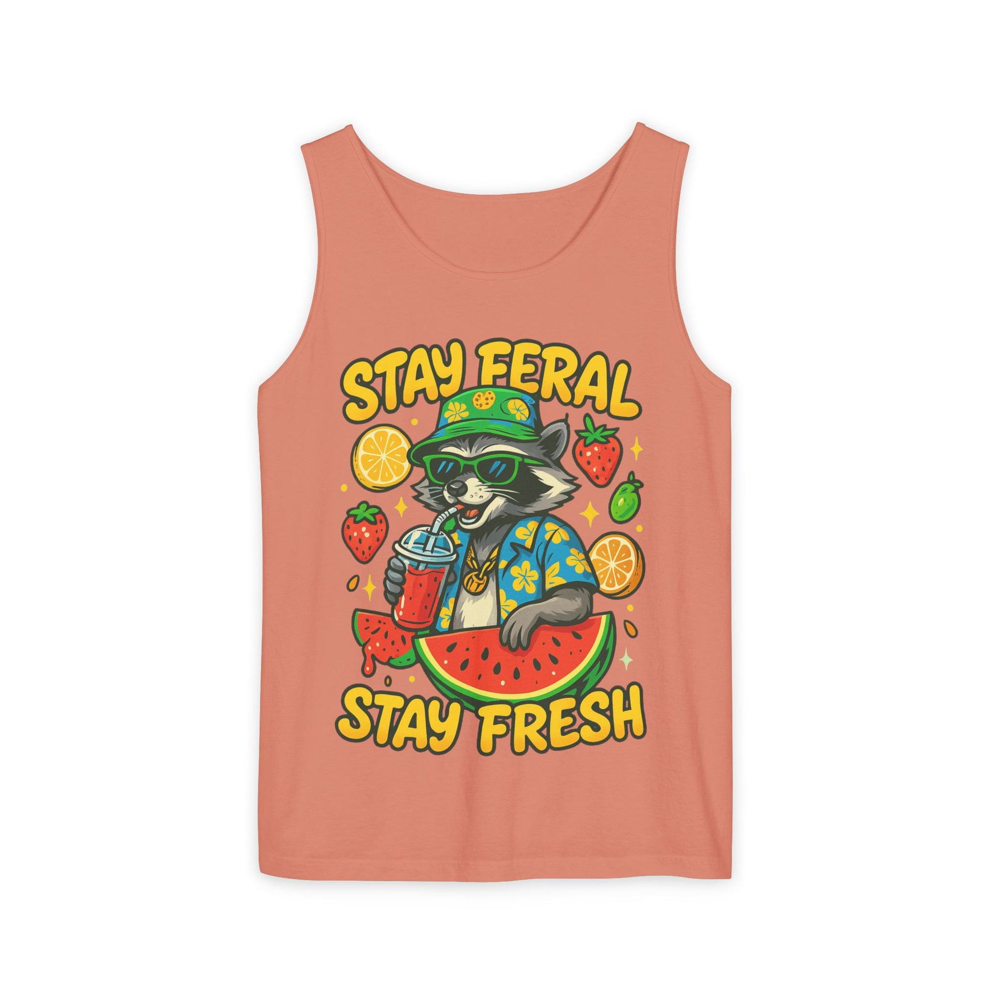 Stay Feral Stay Fresh Tank Top, Summer Apparel, Unisex Graphic Tee, Beachwear, Fun Gift for Animal Lovers