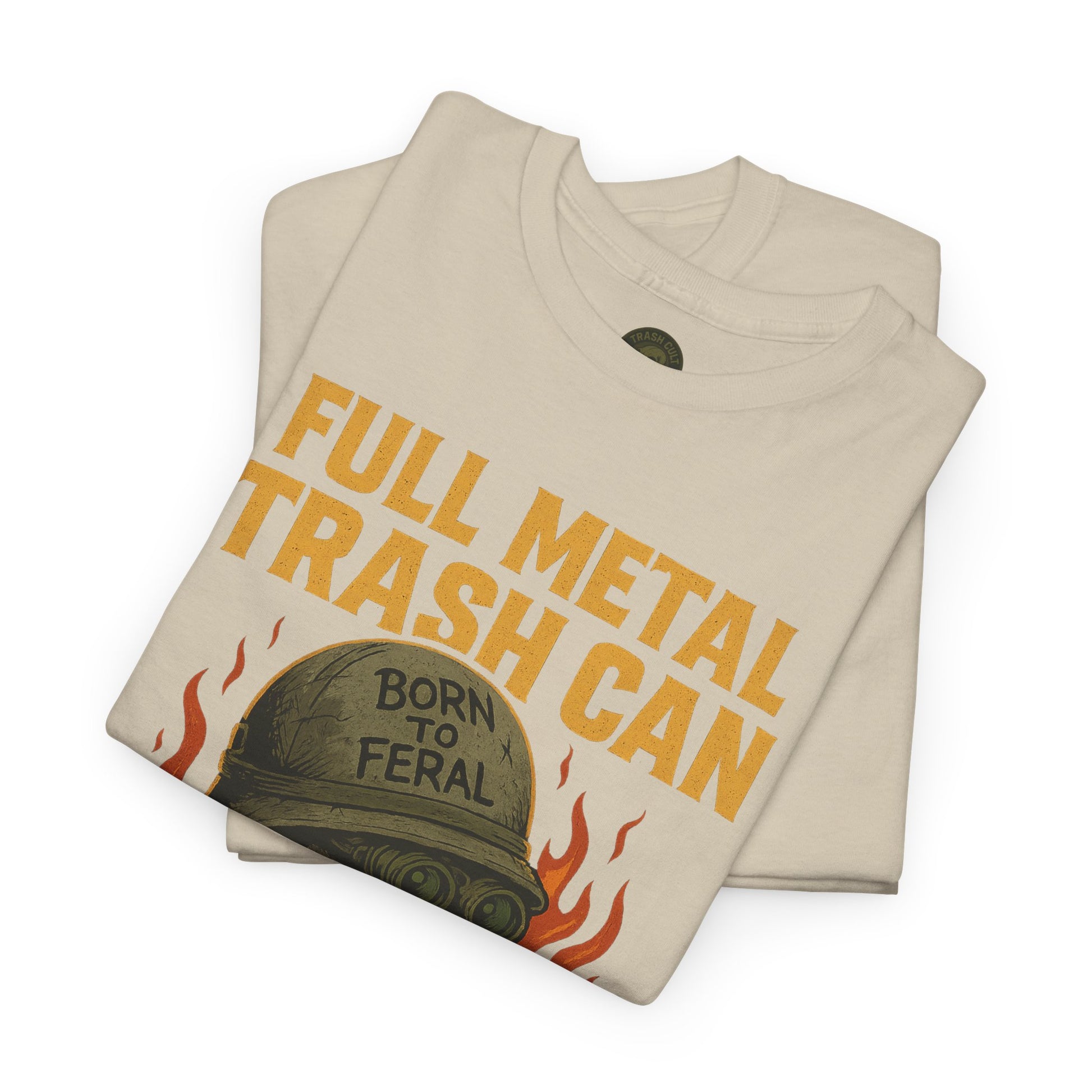 Full Metal Trash Can T-Shirt – Born to Feral Raccoon Graphic | Trash Cult Supply Co. | Gildan 5000 Tee