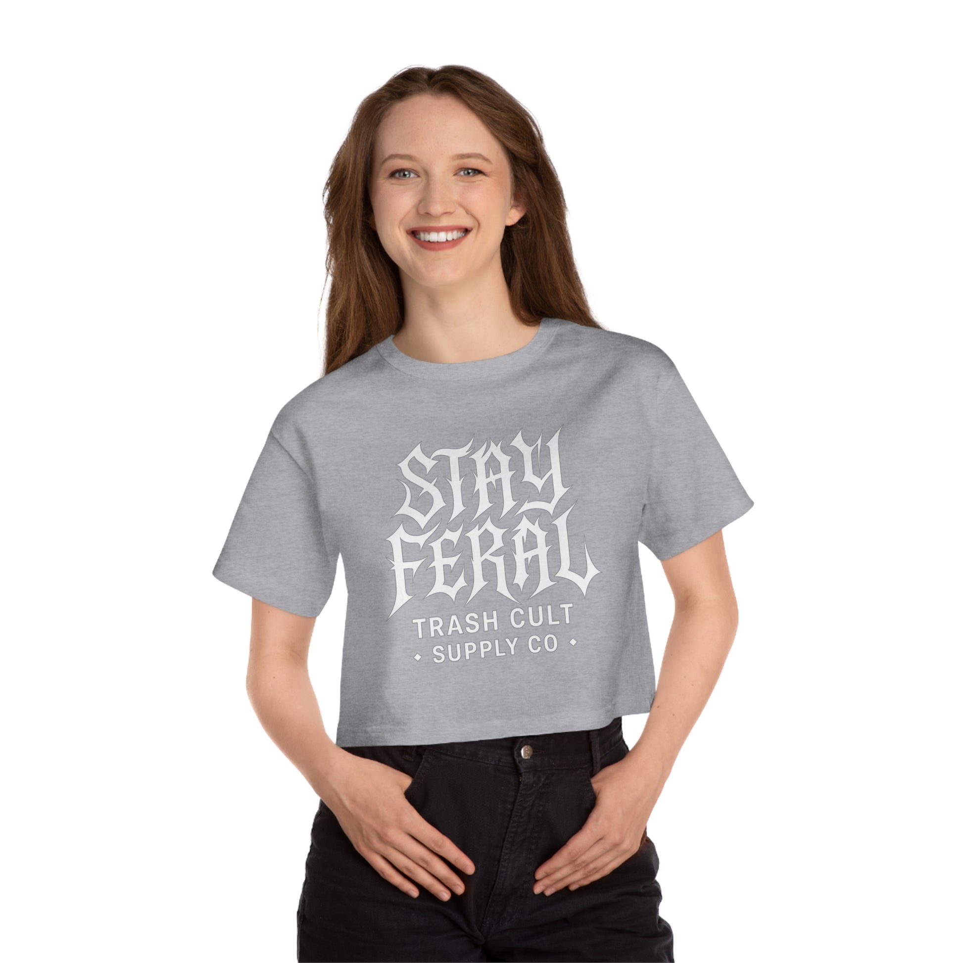 Stay Feral Cropped T-Shirt | Edgy Women's Fashion, Urban Streetwear, Casual Summer Top, Gifts for Friends, Alternative Style