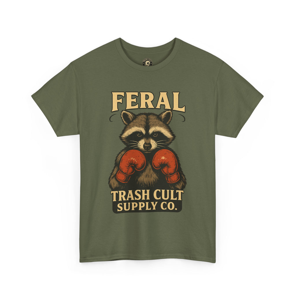 Feral Raccoon Tee - Unisex Heavy Cotton Tee, Cute Animal Shirt, Trendy Graphic Tee, Fun Gift for Animal Lovers, Casual Everyday Wear