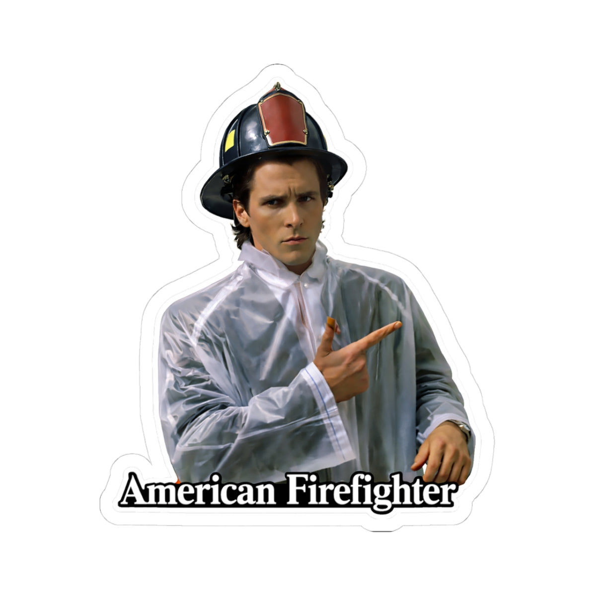 American Firefighter Kiss-Cut Sticker — Retro Fireman Laptop Decal