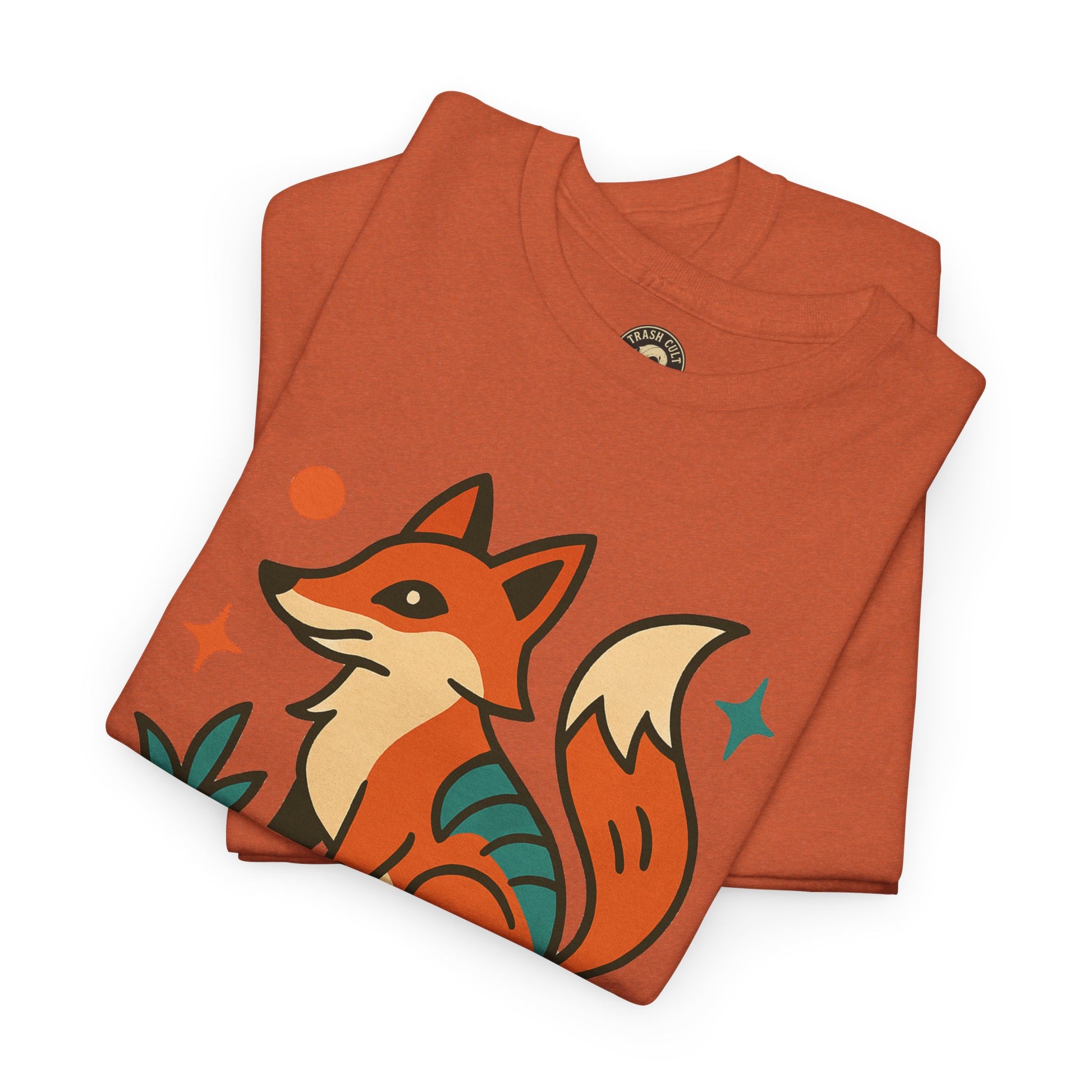 Trash Cult Fox Unisex Heavy Cotton Tee - Eco-Friendly Fashion Statement, Perfect for Nature Lovers, Casual Wear, Gifts, and Festivals