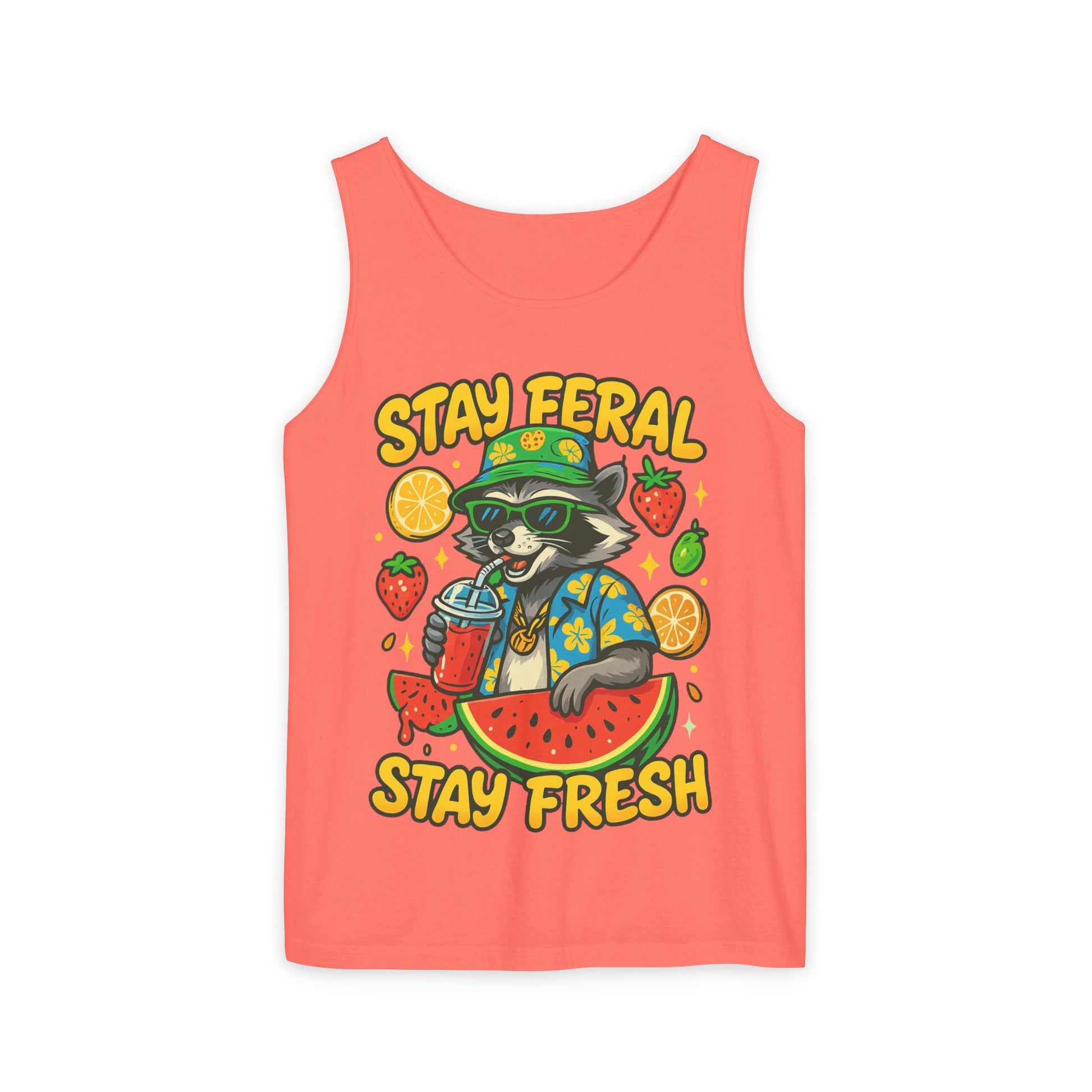 Stay Feral Stay Fresh Tank Top, Summer Apparel, Unisex Graphic Tee, Beachwear, Fun Gift for Animal Lovers