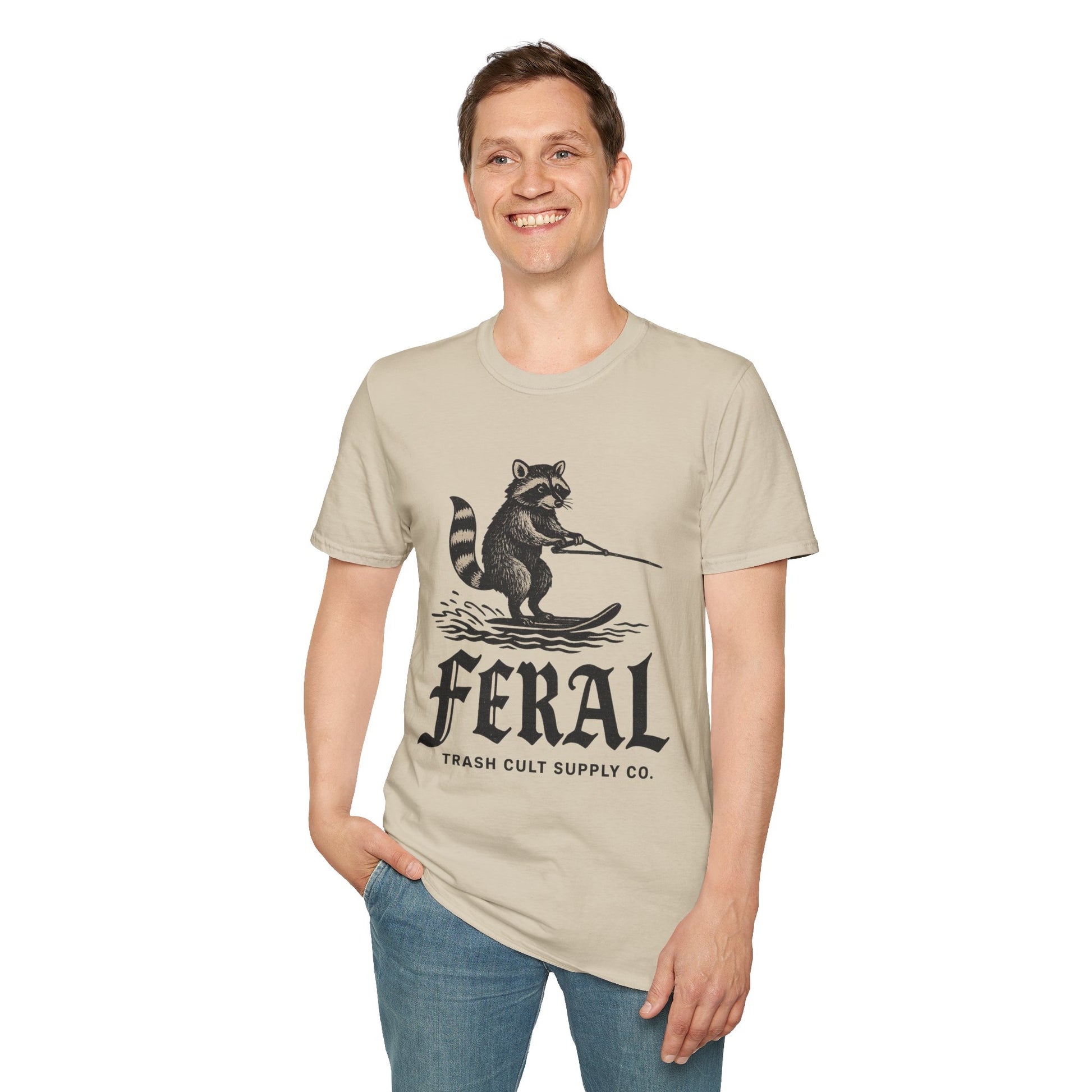 Feral Water Skiing Raccoon Vintage Shirt – Trash Cult Supply Co. | Gildan 2000 Softstyle