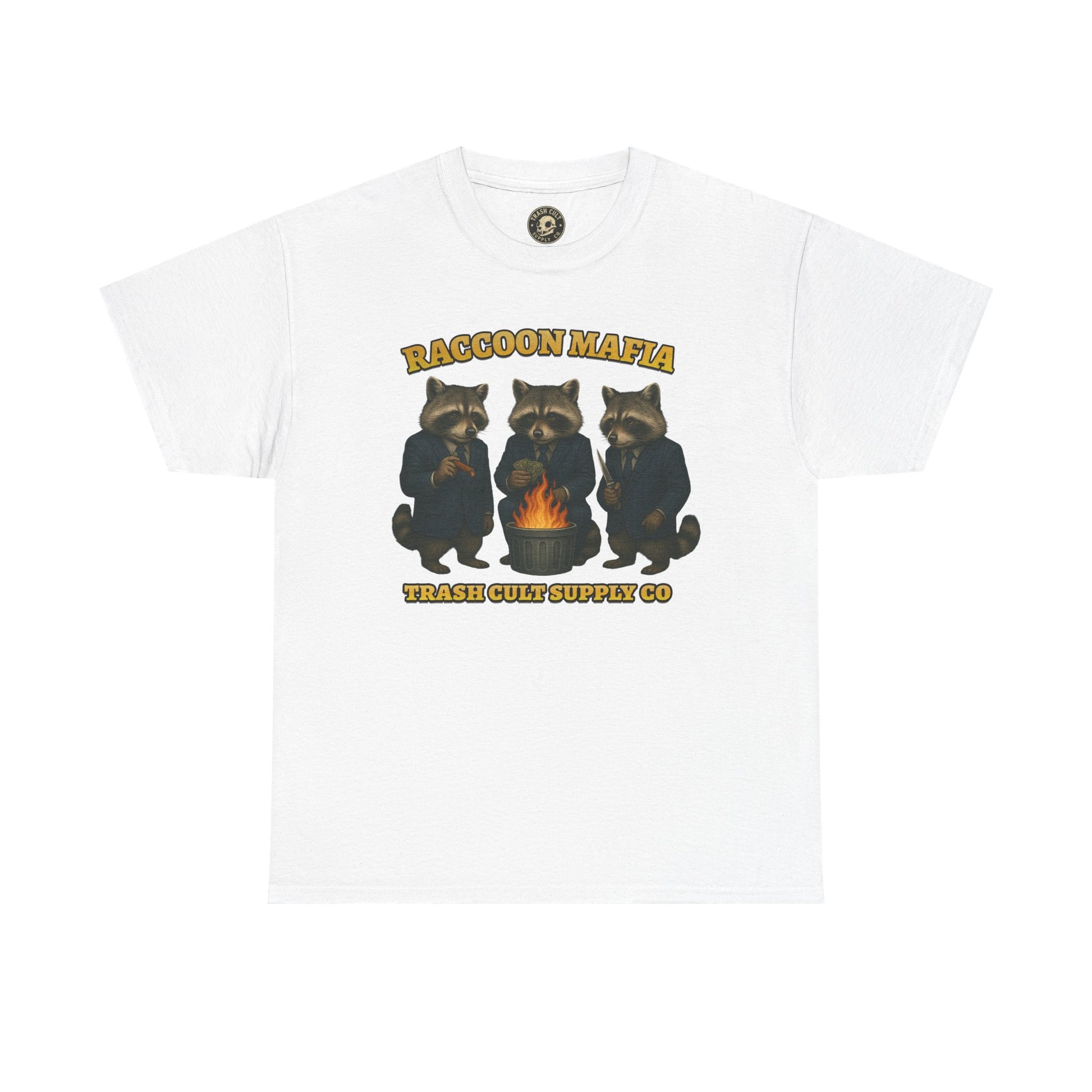 Raccoon Mafia T-Shirt – Realistic Gangster Raccoons in Suits | Trash Cult Supply Co | Gildan 5000