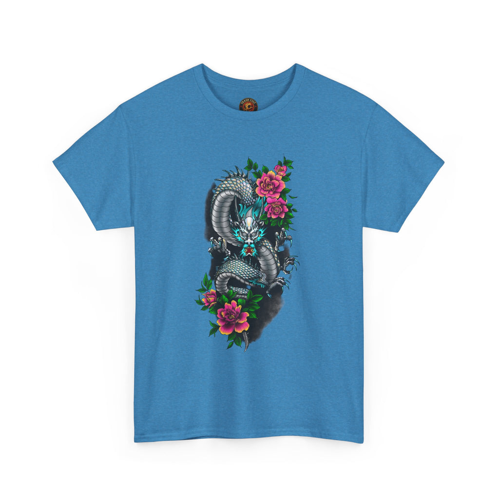 Mythic Dragon & Peonies Tattoo T-Shirt – Lara Davenport x Trash Cult Supply Co. Collab (Gildan 5000)