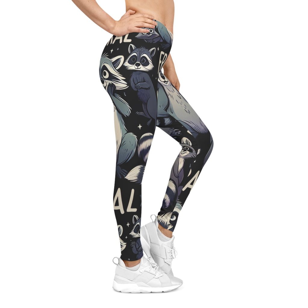 Feral Fun Raccoon Print Leggings – Unique Women’s Workout Pants | Animal Lover Gift Idea