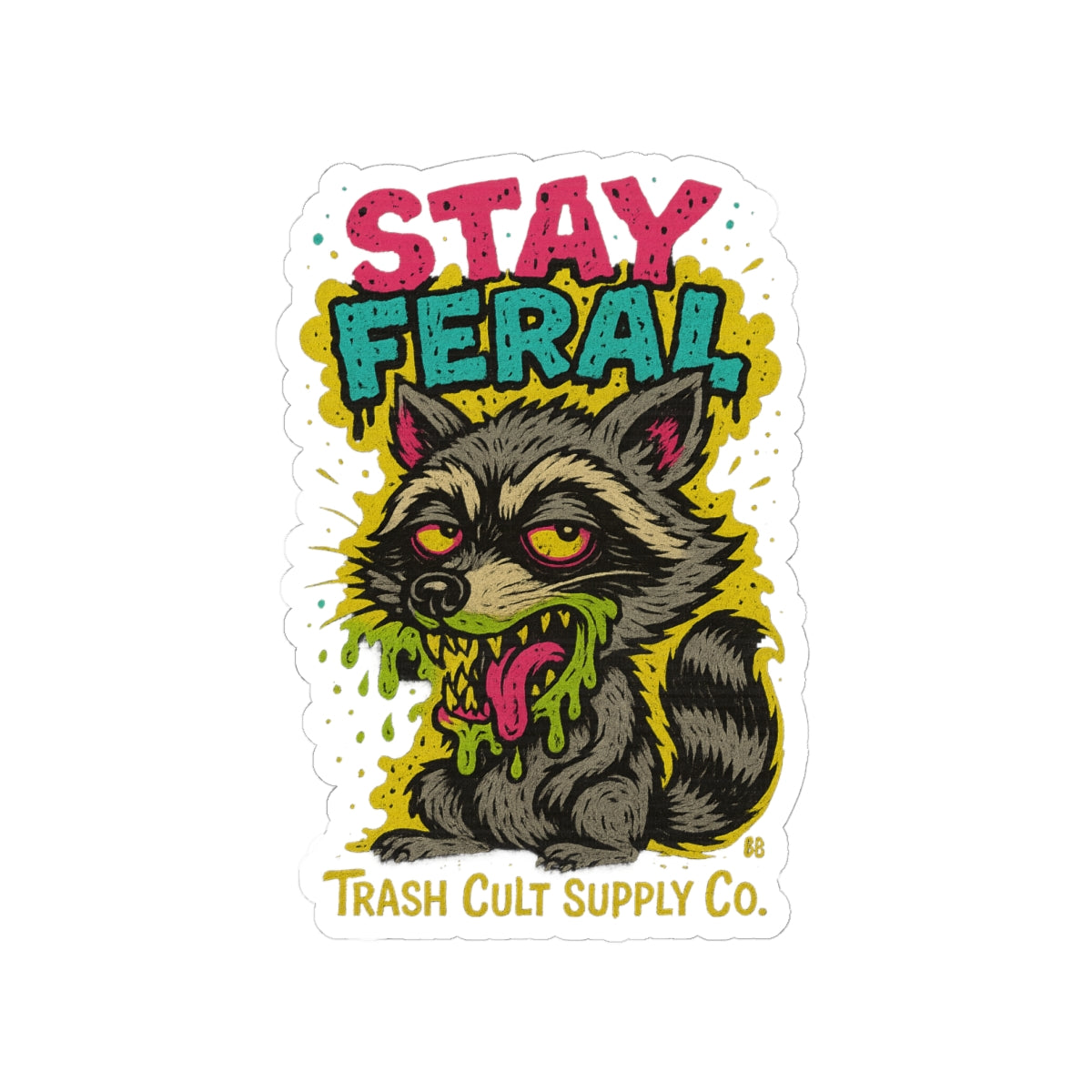Stay Feral Kiss-Cut Stickers, Fun Laptop Decals, Wild Animal Art, Unique Gift for Nature Lovers, Colorful Wall Decor