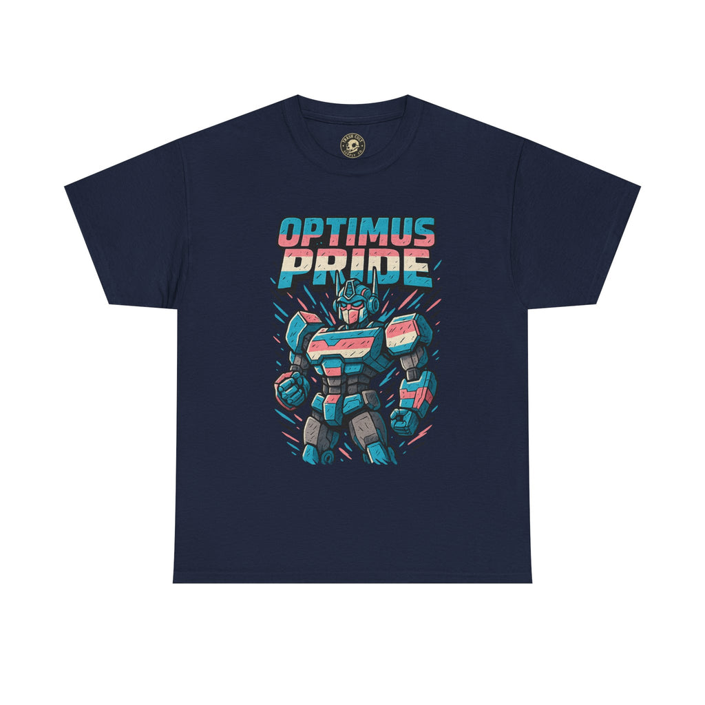 Optimus Pride T-Shirt – Funny Trans Mech LGBTQ+ Graphic Tee | Unisex Heavy Cotton Nerd Pride Shirt