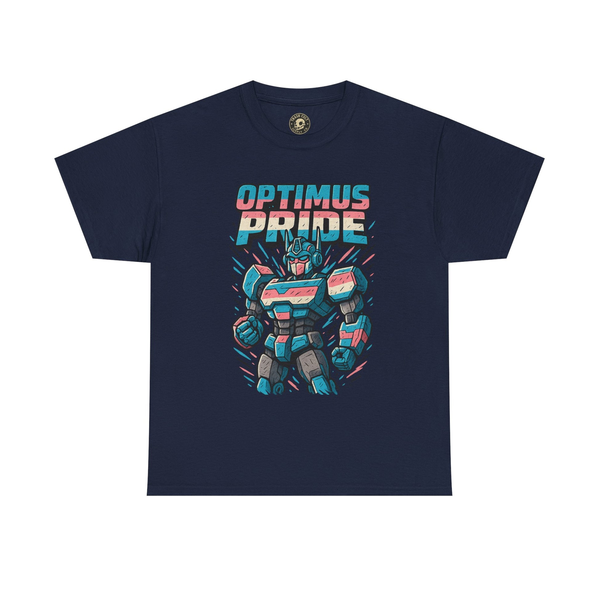 Optimus Pride T-Shirt – Funny Trans Mech LGBTQ+ Graphic Tee | Unisex Heavy Cotton Nerd Pride Shirt
