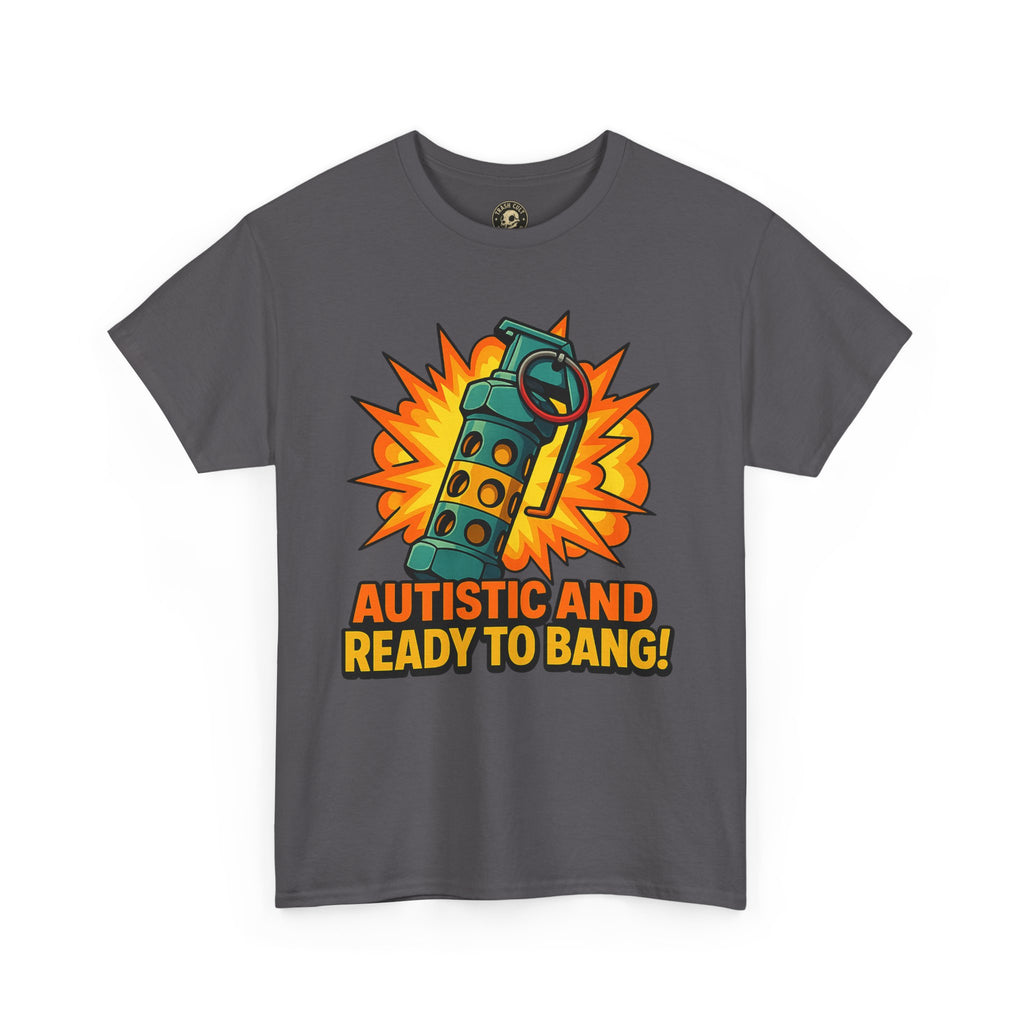 Autistic and Ready to Bang! Unisex Heavy Cotton Tee | Fun Graphic Tee, Autistic Pride, Gift for Autism Awareness, Casual Wear