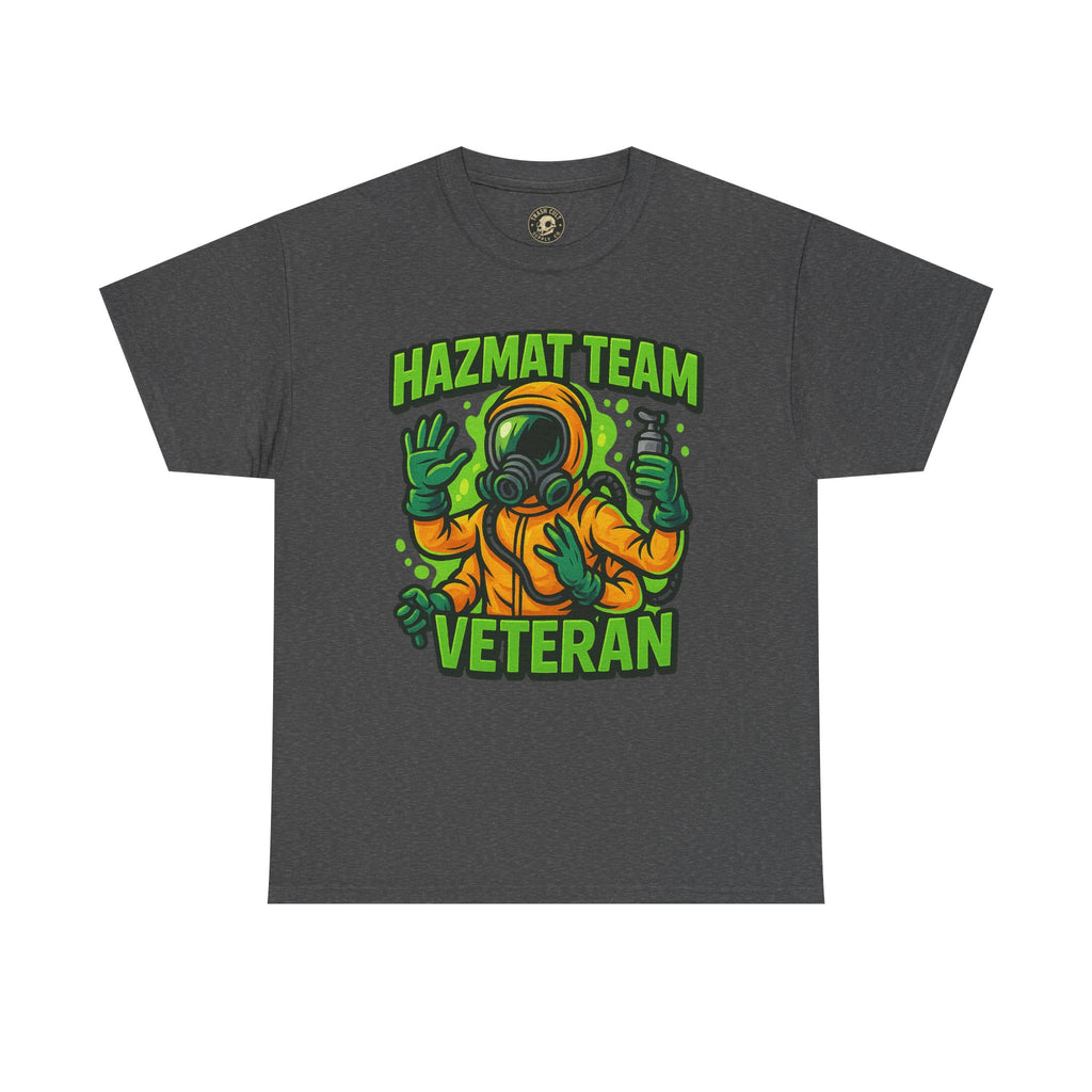 Hazmat Team Veteran T-Shirt – Neon New School Biohazard Graphic Tee | Gildan 5000 Sci-Fi Cotton Shirt