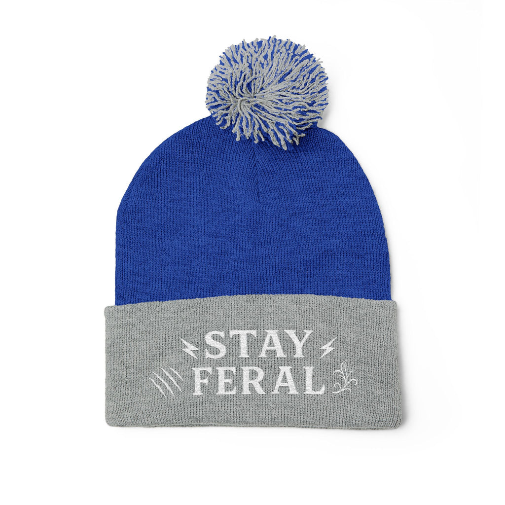Stay Feral Pom-Pom Knit Cap, Cozy Winter Beanie, Embroidered Hats for Adventurers, Gift for Outdoorsy Friends, Stylish Cold Weather [...]