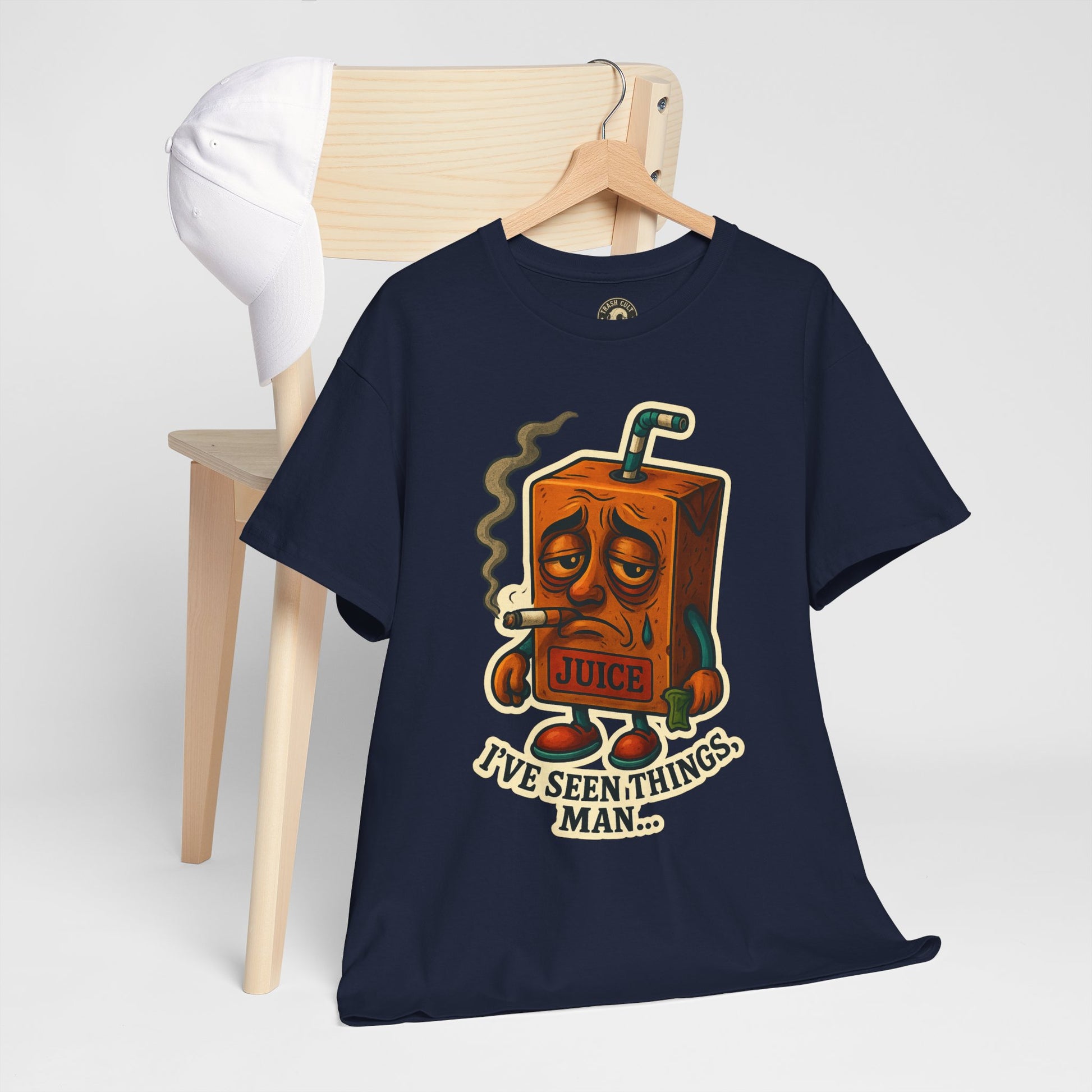 Juice Box Graphic Tee - I've Seen Things Man, Funny T-Shirt, Gift for Friends, Unisex Cotton Tee, Humor Merchandise