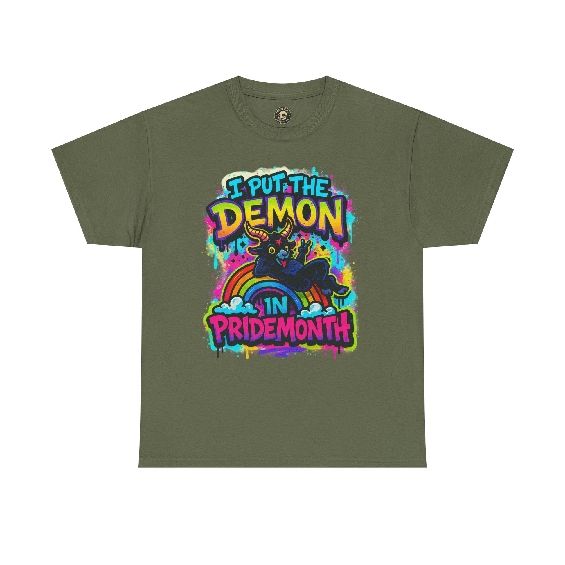 Pride Month Unisex Tee - I Put the Demon in Pride Month, LGBTQ+ Apparel, Rainbow Shirt, Festival Wear, Gift for Allies & Activists