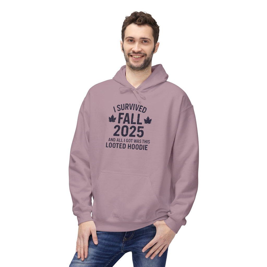 I Survived Fall 2025 Hoodie – Looted Hoodie Meme Sweatshirt – Fall of Humanity Collection – Trash Cult Supply Co.