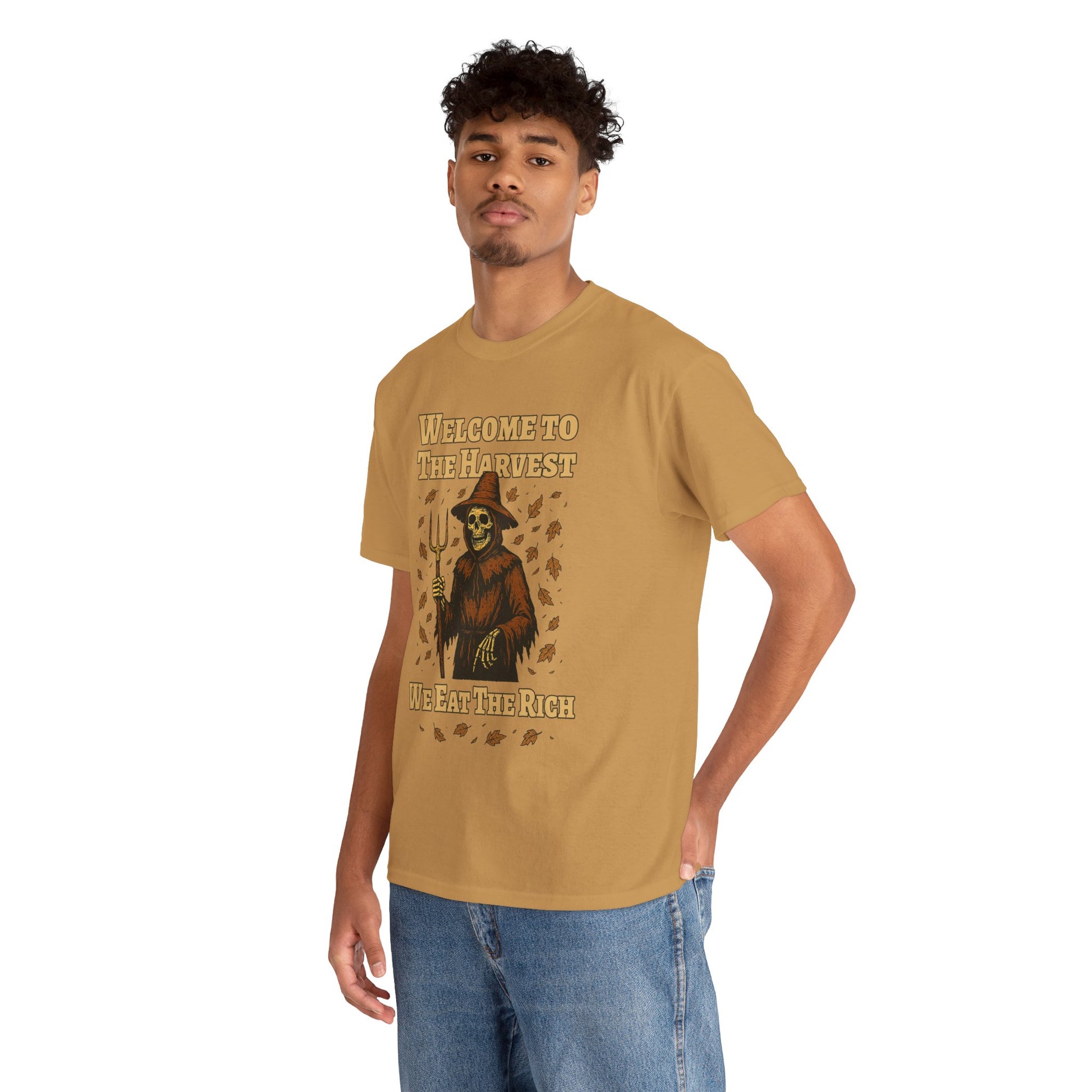 Eat the Rich Shirt – Welcome to the Harvest Skeleton Scarecrow Tee – Fall of Humanity Collection – Trash Cult Supply Co.