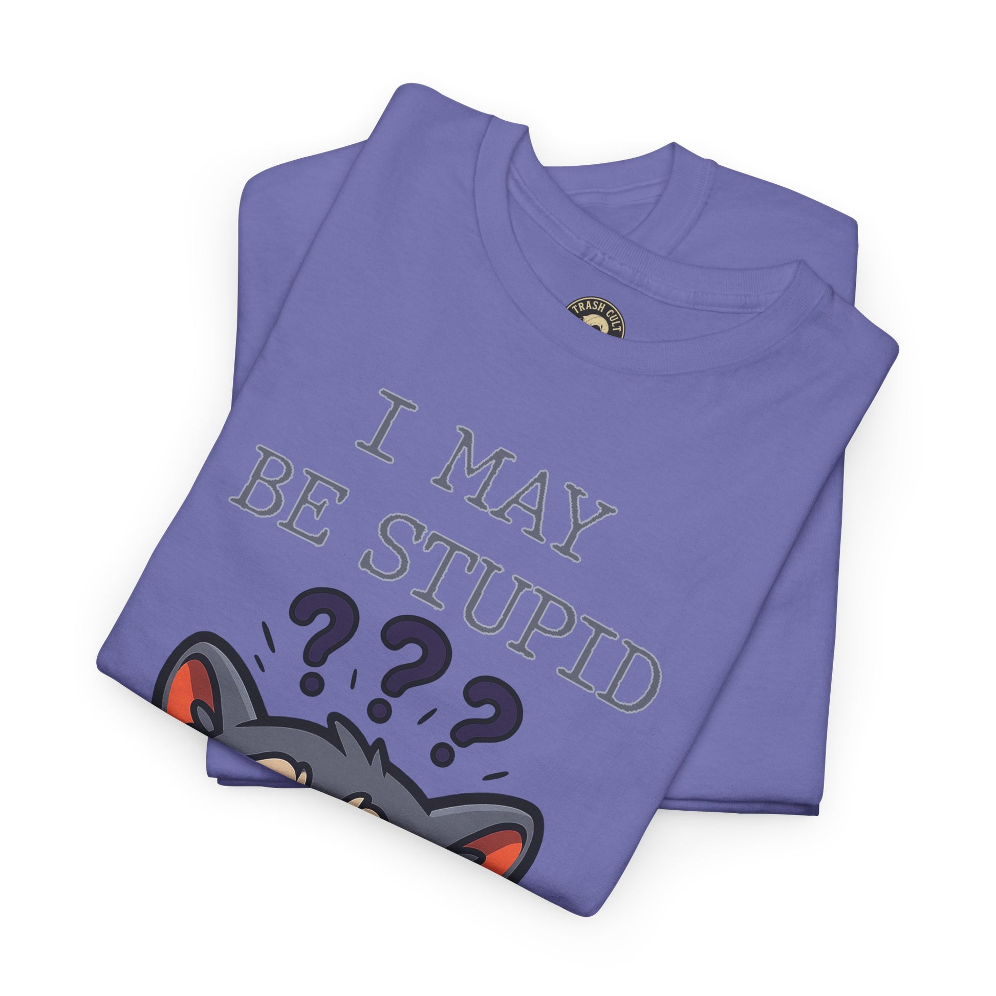 Funny Raccoon Shirt – "I May Be Stupid" Meme Tee – Cartoon Animal Humor T-Shirt – Gildan 5000