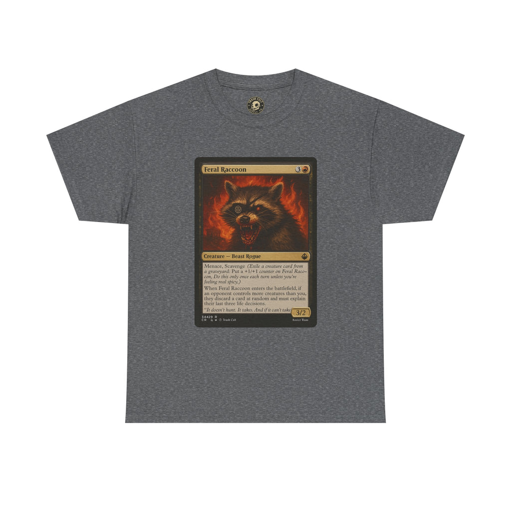 Feral Raccoon Magic Card Shirt – MTG-Inspired Beast Rogue Tee, Trash Cult Creature Card, Gildan 5000 Unisex T-Shirt