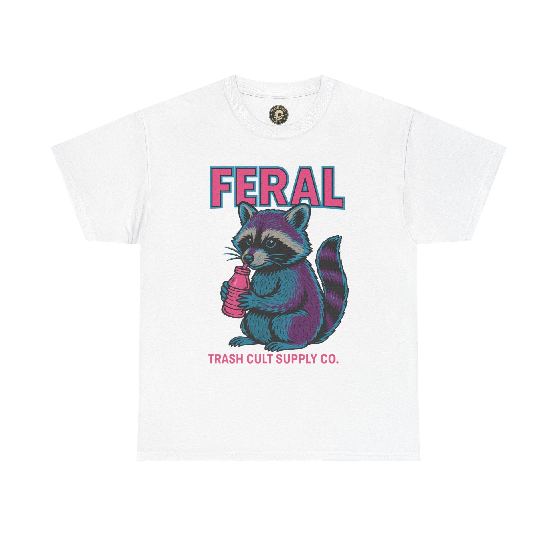 FERAL Raccoon 80s Retro Shirt – Trash Cult Supply Co. – Gildan 5000 Tee