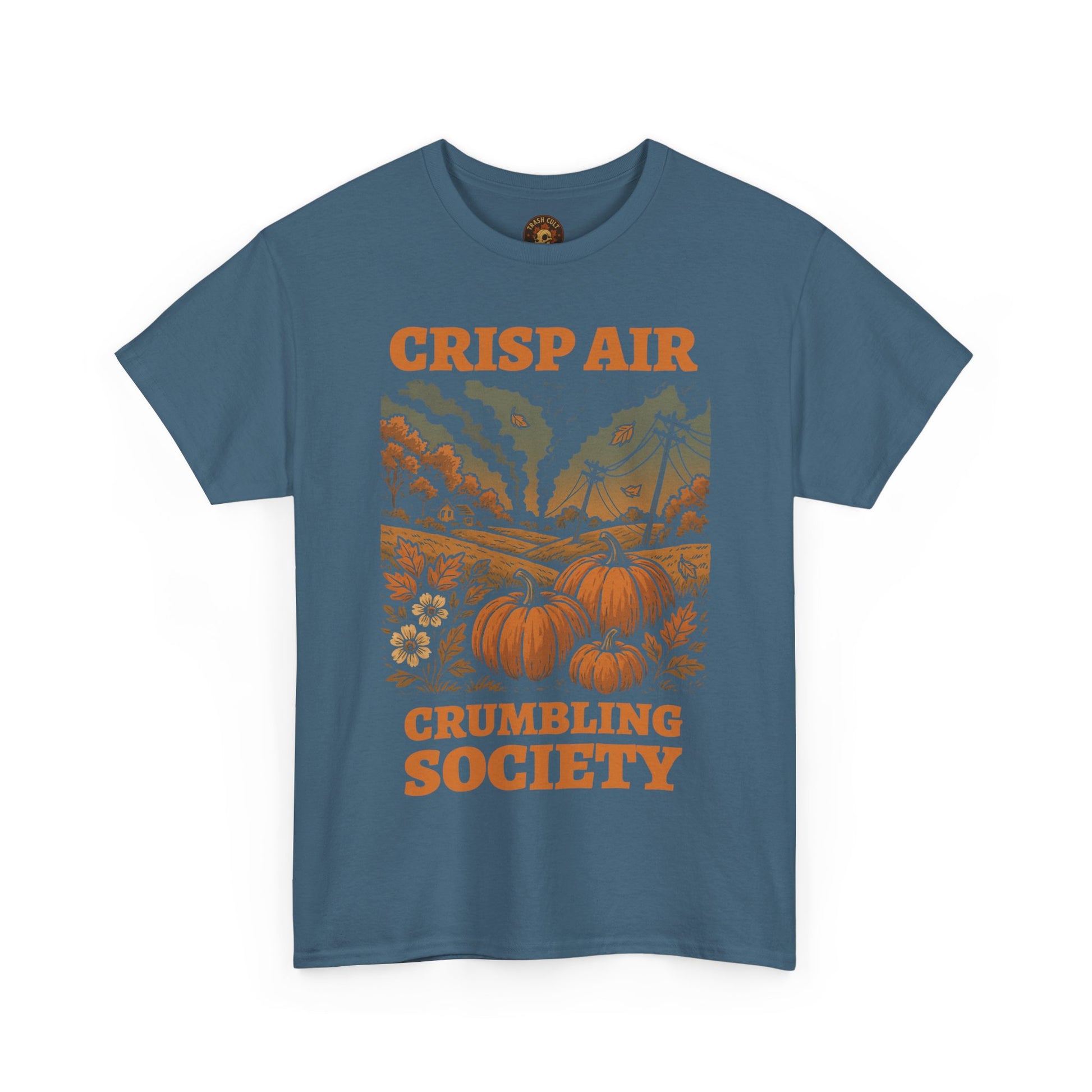 Crisp Air Crumbling Society Shirt – Dystopian Fall Pumpkin Tee – Fall of Humanity Collection – Trash Cult Supply Co.