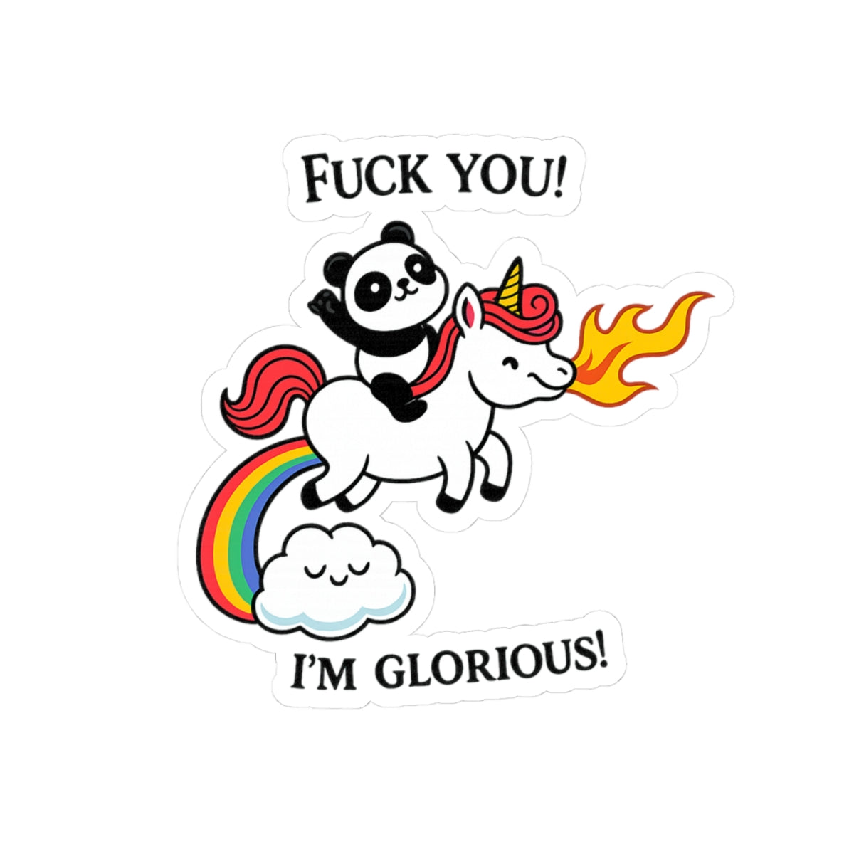 Whimsical Panda Unicorn Kiss-Cut Stickers, Funny Stickers, Laptop Decals, Cute Gift Ideas, Playful Decor, Rainbow Art