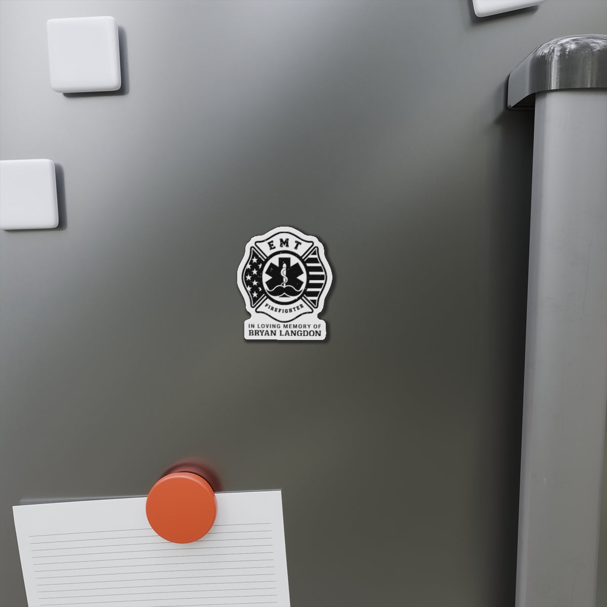 Memorial EMT Firefighter Die-Cut Magnet, Tribute to Heroes, First Responder Gift, Fridge Decor, Remembrance Magnet