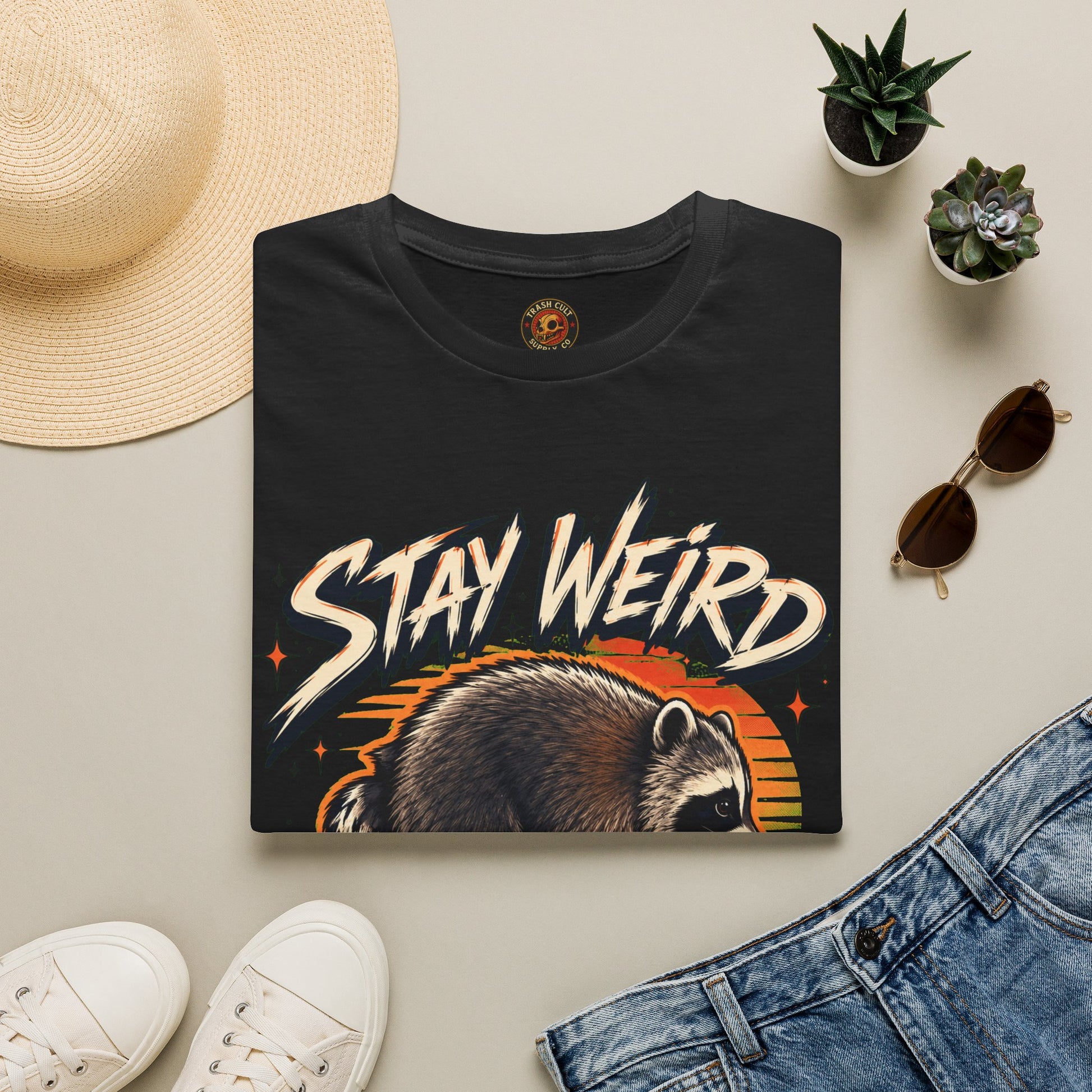 Stay Weird Raccoon Jimothy T-Shirt — Vintage Graphic Tee
