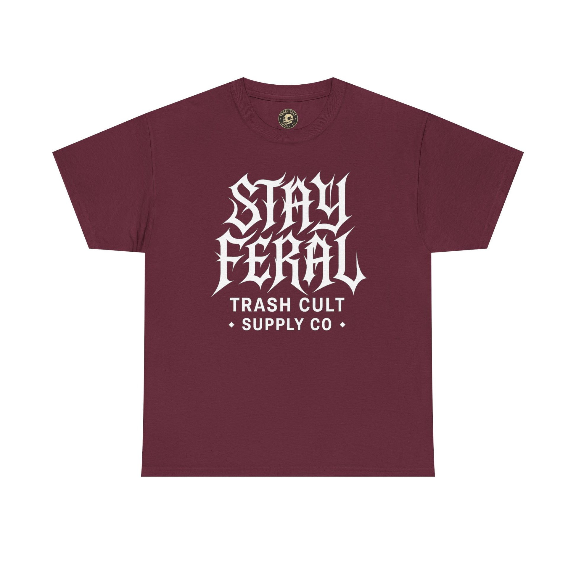 Unisex Heavy Cotton Tee - Stay Feral Graphic Tee, Streetwear Shirt, Gift for Wild Spirits, Eco-Friendly Casualwear, Summer Fashion