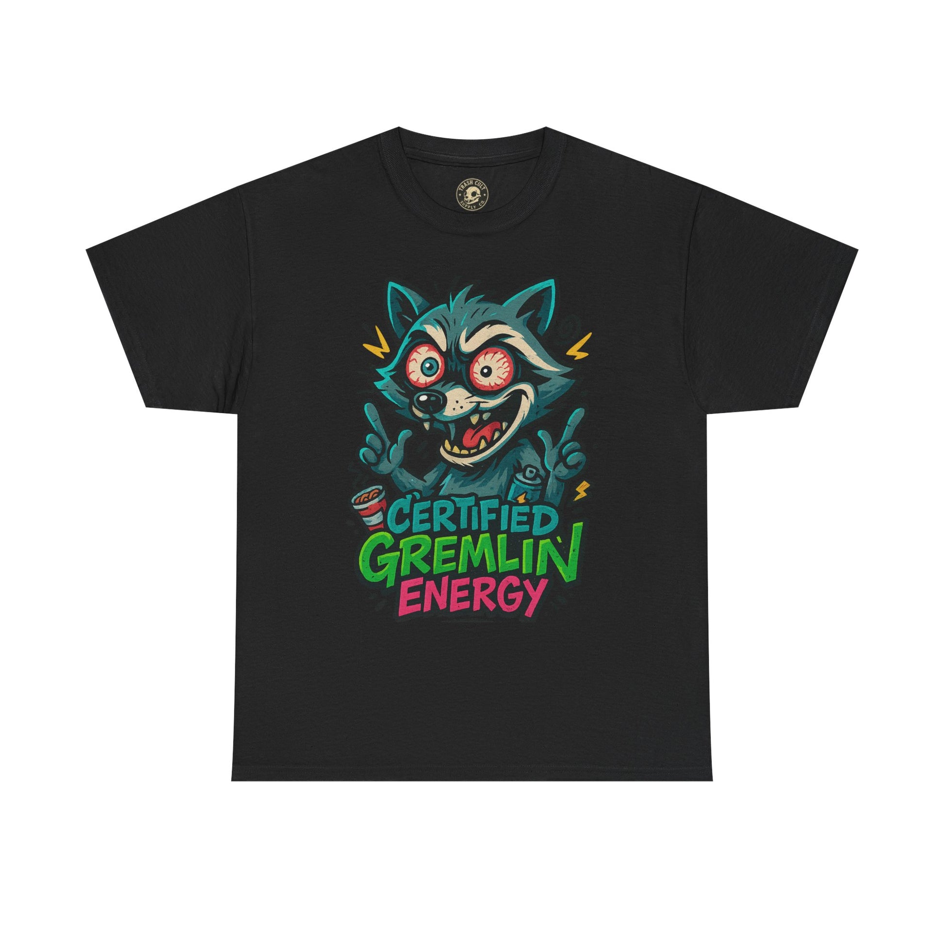 Certified Gremlin Energy Tee – ADHD Raccoon Shirt, Funny Unisex T-Shirt, Graffiti Style Gift for Goblins & Night Owls
