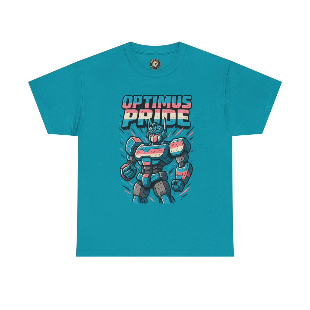 Optimus Pride T-Shirt – Funny Trans Mech LGBTQ+ Graphic Tee | Unisex Heavy Cotton Nerd Pride Shirt