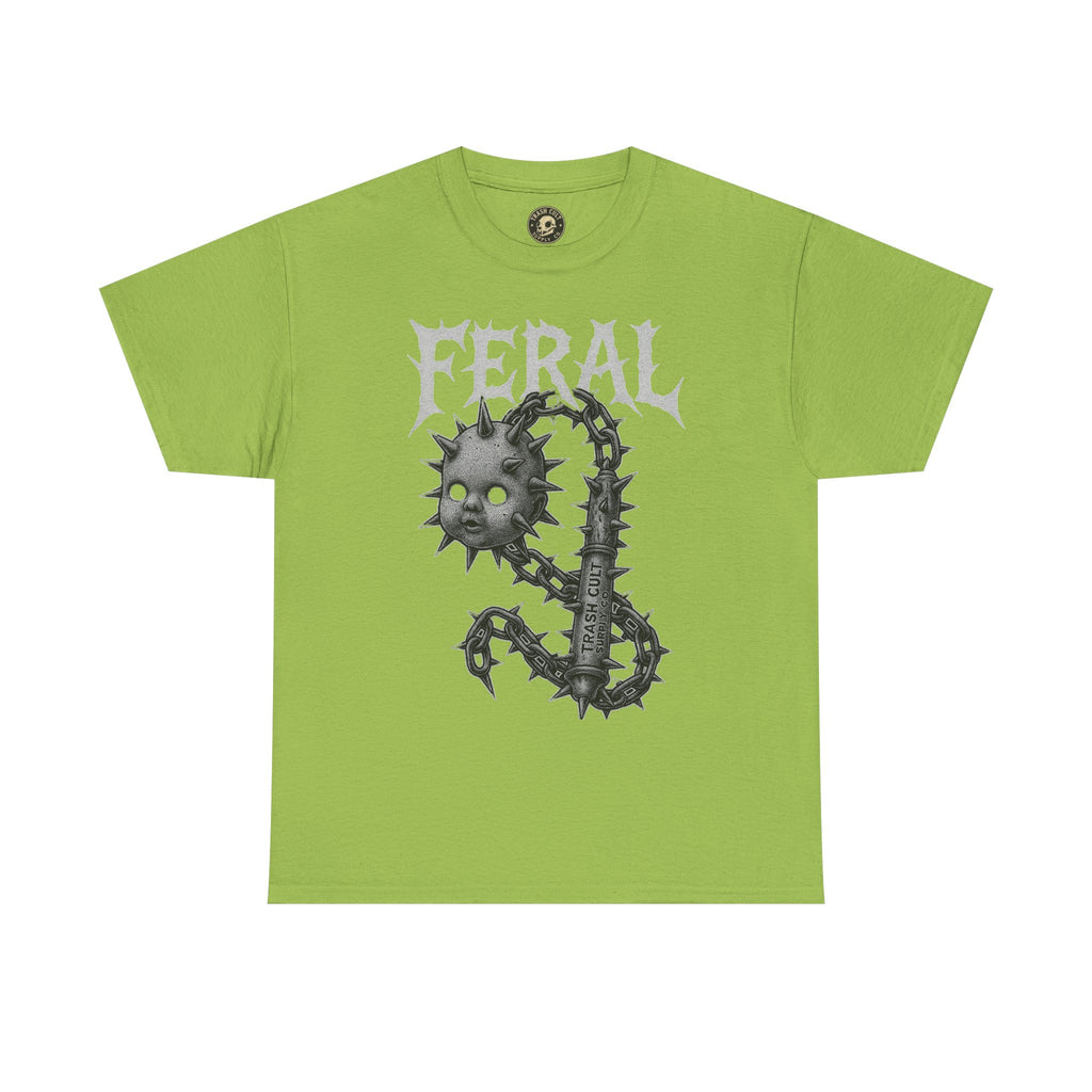 FERAL Spiked Doll Flail Tee – Halftone Gothic Weapon Shirt | Trash Cult Supply Co. | Gildan 5000