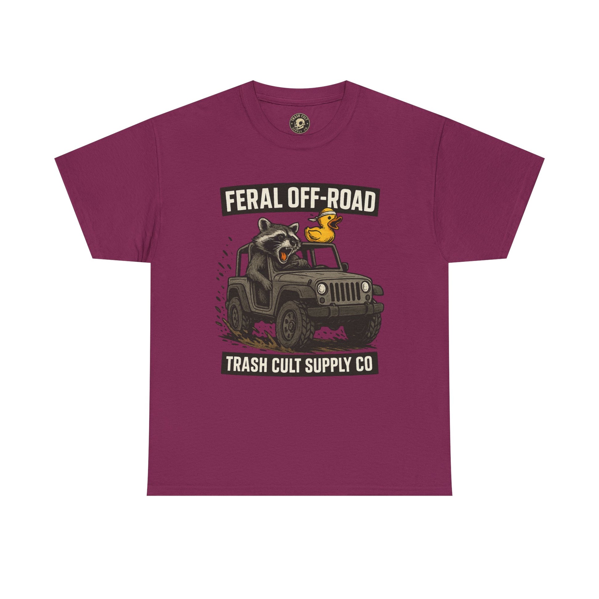 Feral Off-Road Raccoon Jeep Shirt – Mud Slinging Chaos | Trash Cult Supply Co | Gildan 5000 Tee
