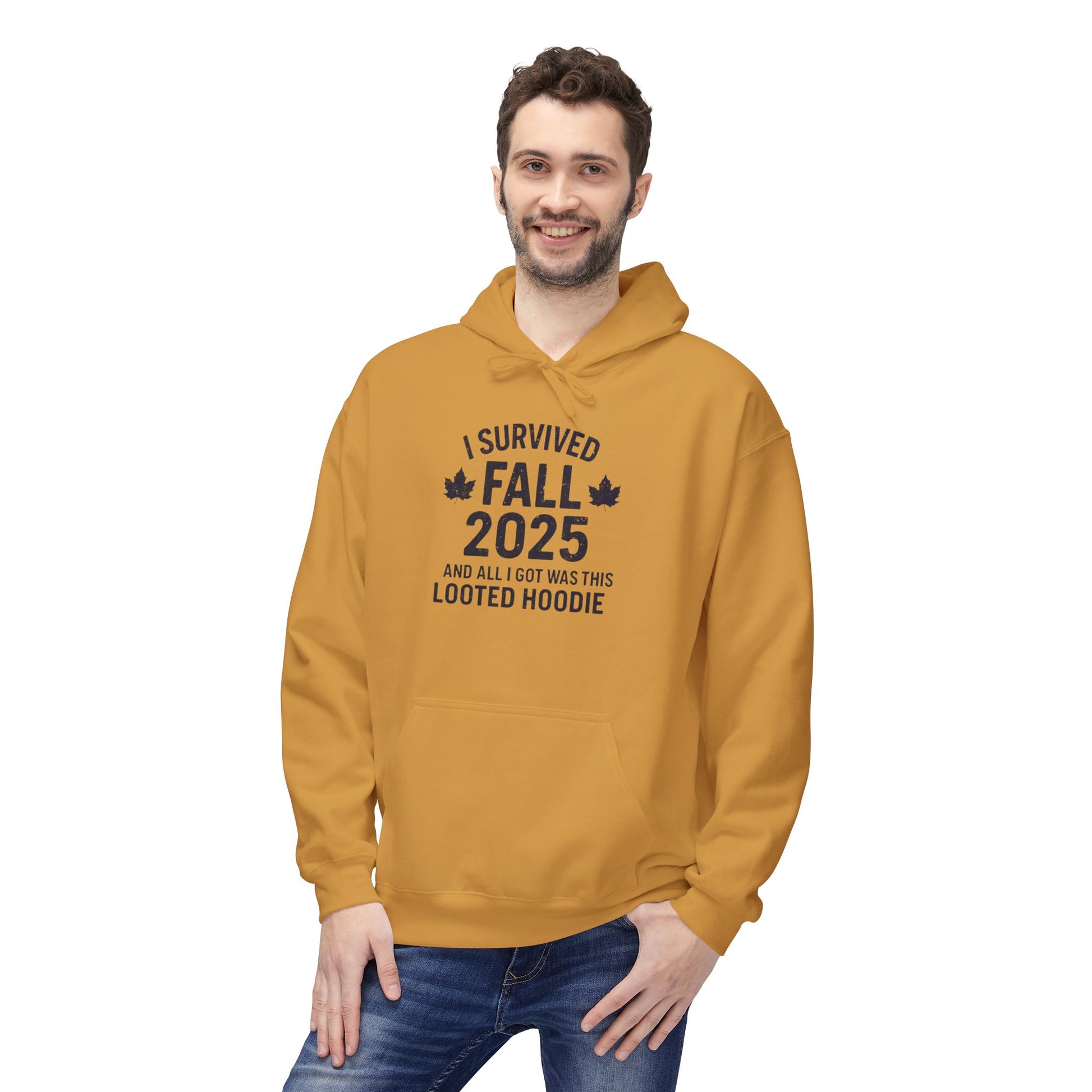 I Survived Fall 2025 Hoodie – Looted Hoodie Meme Sweatshirt – Fall of Humanity Collection – Trash Cult Supply Co.