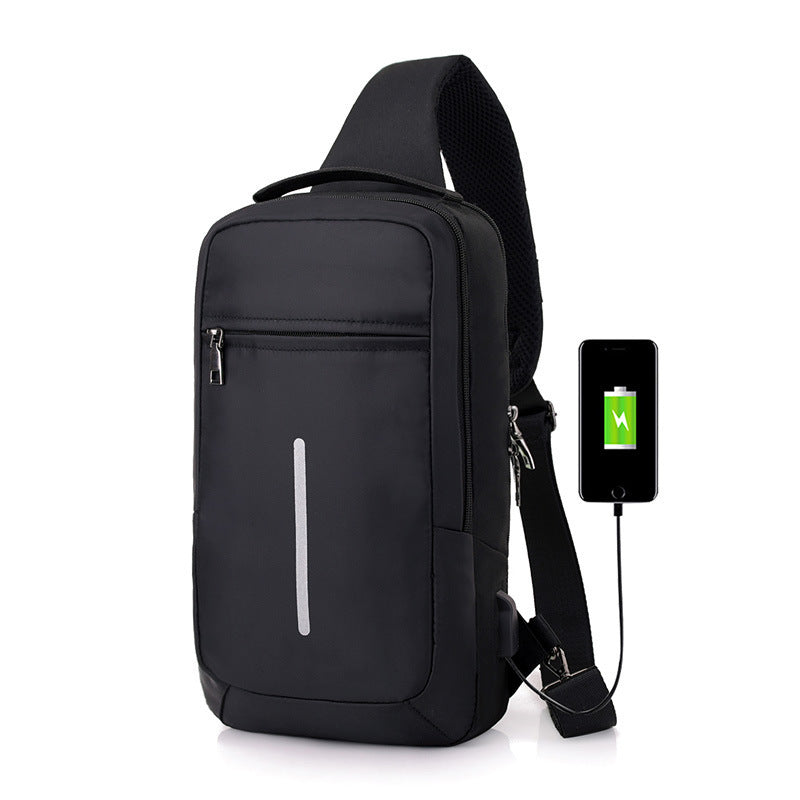 Men’s USB Sling Chest Bag – Anti-Theft Crossbody Backpack with USB Charging Port – Casual Travel Shoulder Bag
