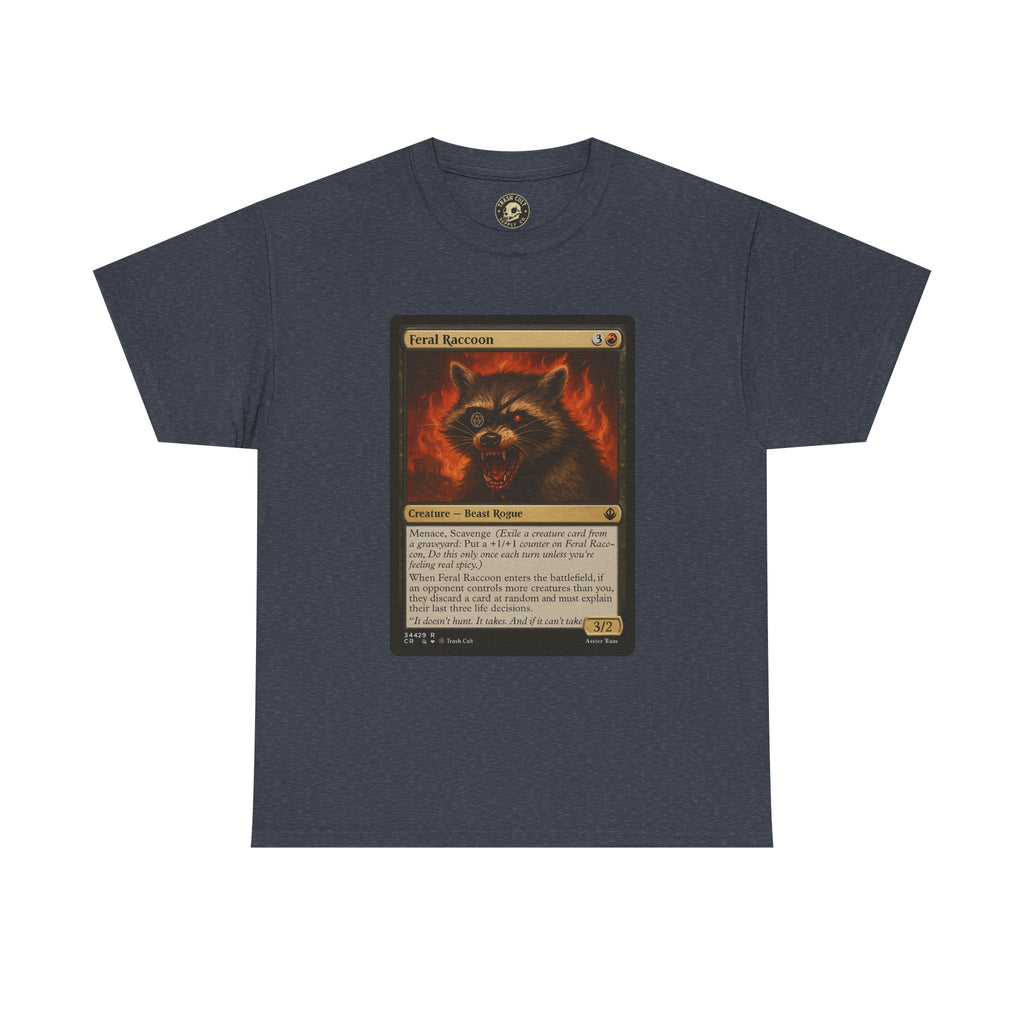 Feral Raccoon Magic Card Shirt – MTG-Inspired Beast Rogue Tee, Trash Cult Creature Card, Gildan 5000 Unisex T-Shirt