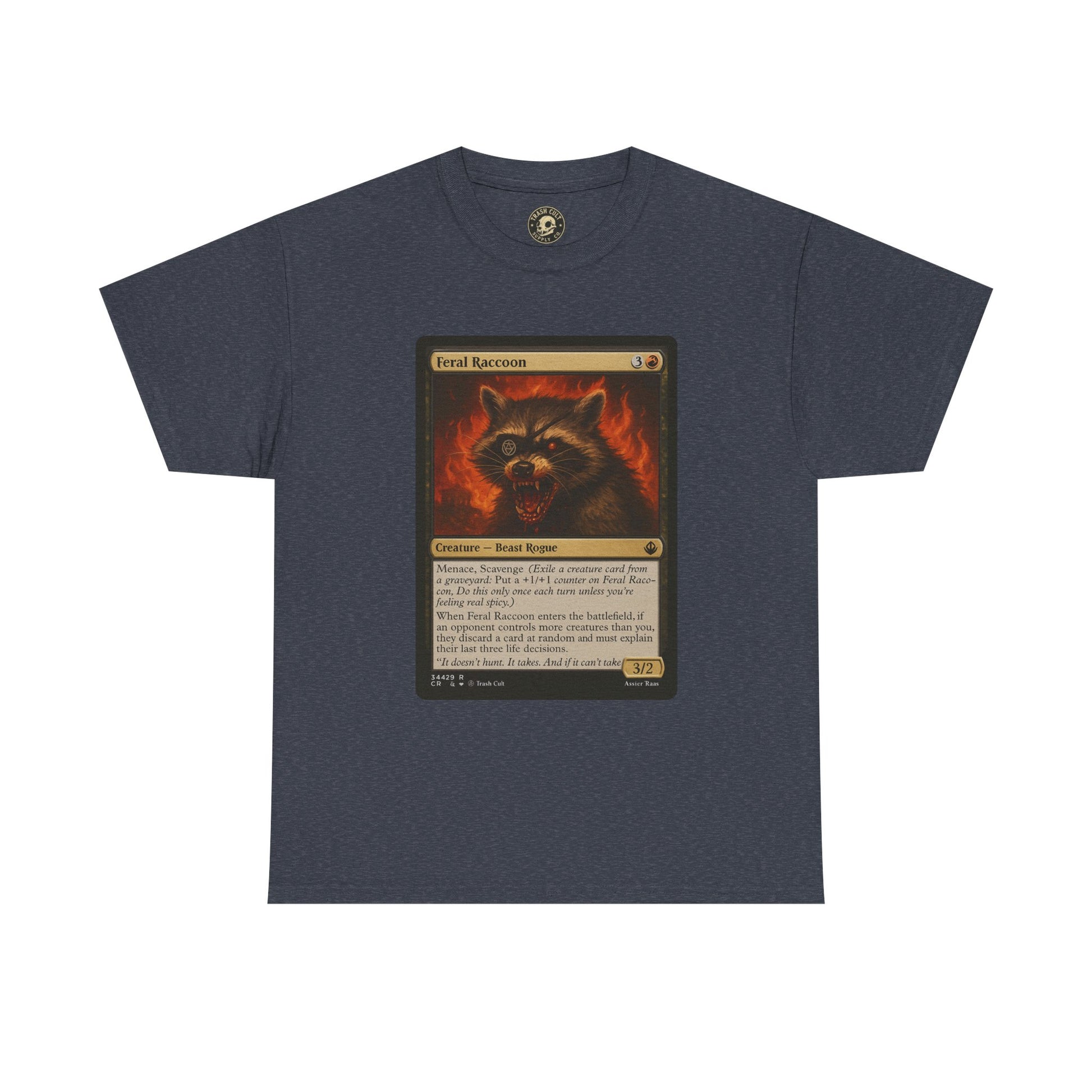 Feral Raccoon Magic Card Shirt – MTG-Inspired Beast Rogue Tee, Trash Cult Creature Card, Gildan 5000 Unisex T-Shirt