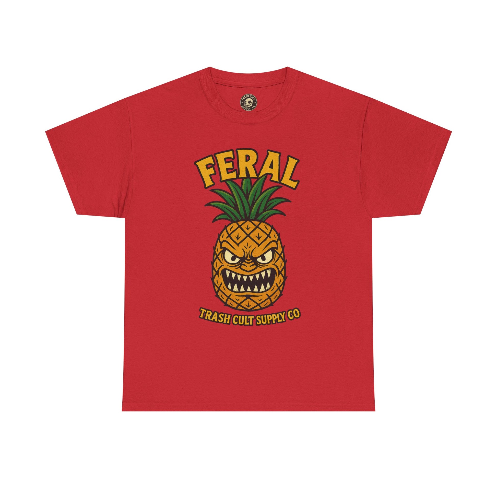 Feral Evil Pineapple Shirt – Aggressive Fruit Trashcore Tee – Gildan 5000 Unisex