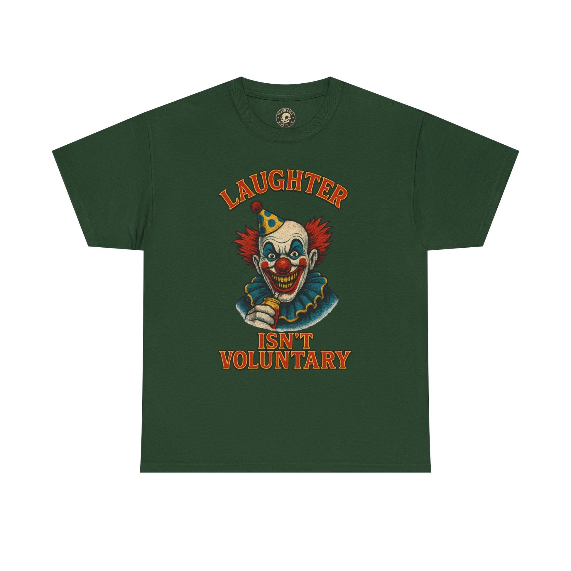 Laughter Isn’t Voluntary Creepy Clown Shirt – Circus Horror Tee – Gildan 5000