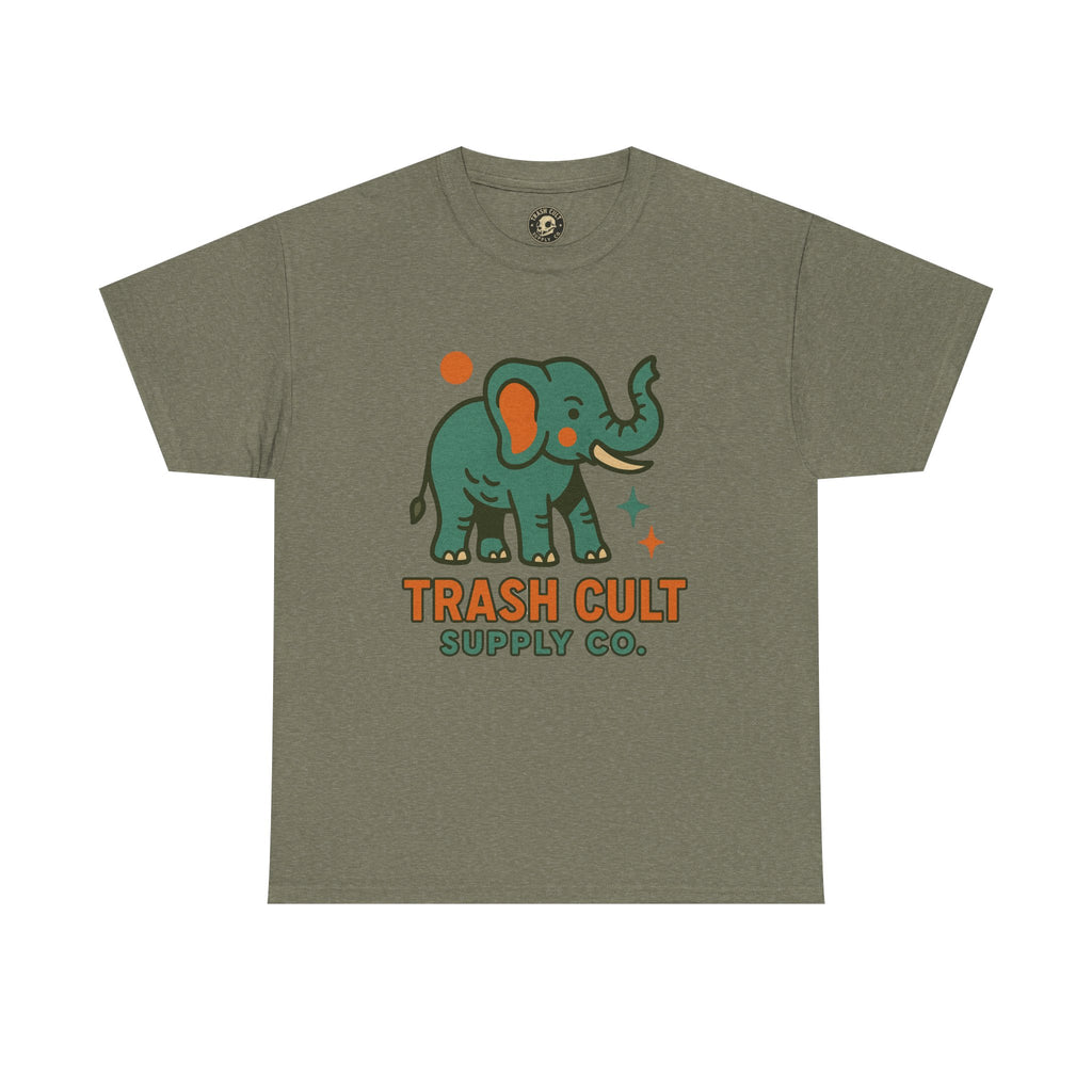 Trash Cult Elephant Unisex Heavy Cotton Tee, Eco-Friendly Shirt, Cool Casual Tee, Gift for Animal Lovers, Vintage Style T-Shirt
