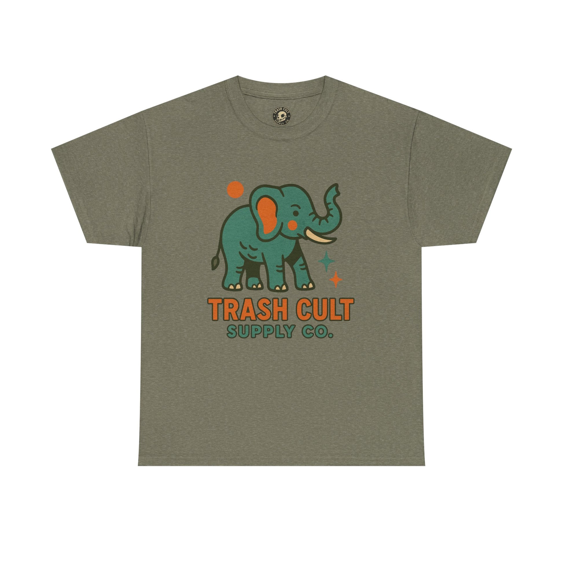 Trash Cult Elephant Unisex Heavy Cotton Tee, Eco-Friendly Shirt, Cool Casual Tee, Gift for Animal Lovers, Vintage Style T-Shirt