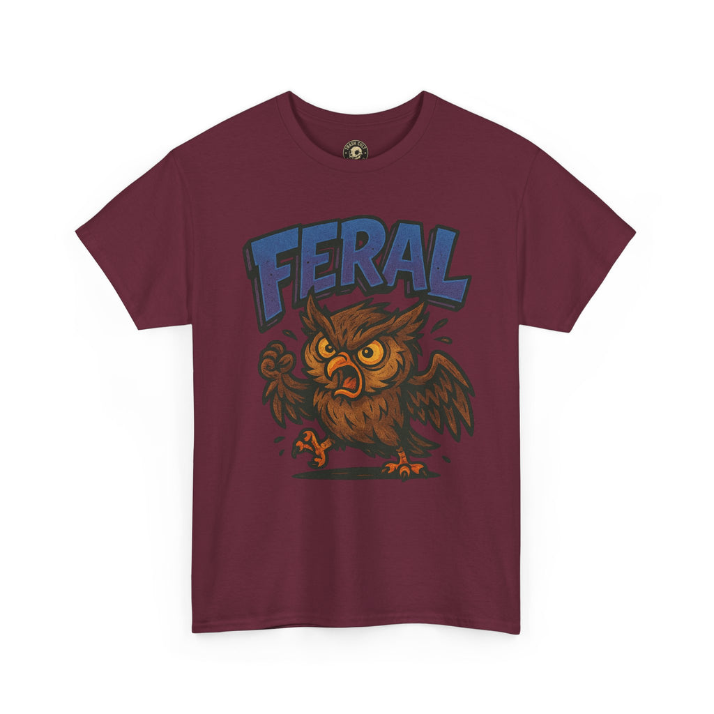 Feral Owl T-Shirt – Bold Animal Graphic Tee | Unisex Cotton Shirt for Bird Nerds & Chaos Lovers