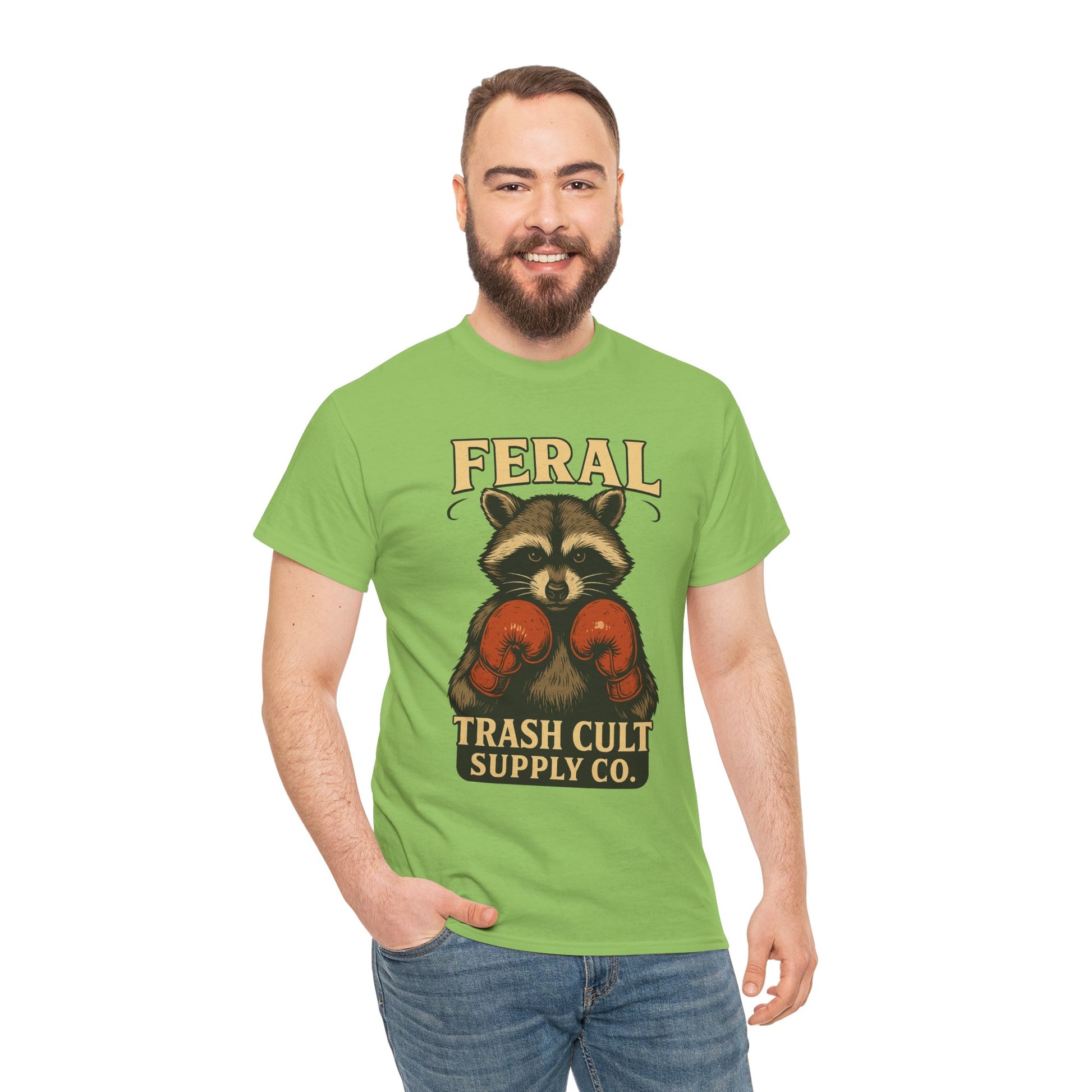 Feral Raccoon Tee - Unisex Heavy Cotton Tee, Cute Animal Shirt, Trendy Graphic Tee, Fun Gift for Animal Lovers, Casual Everyday Wear