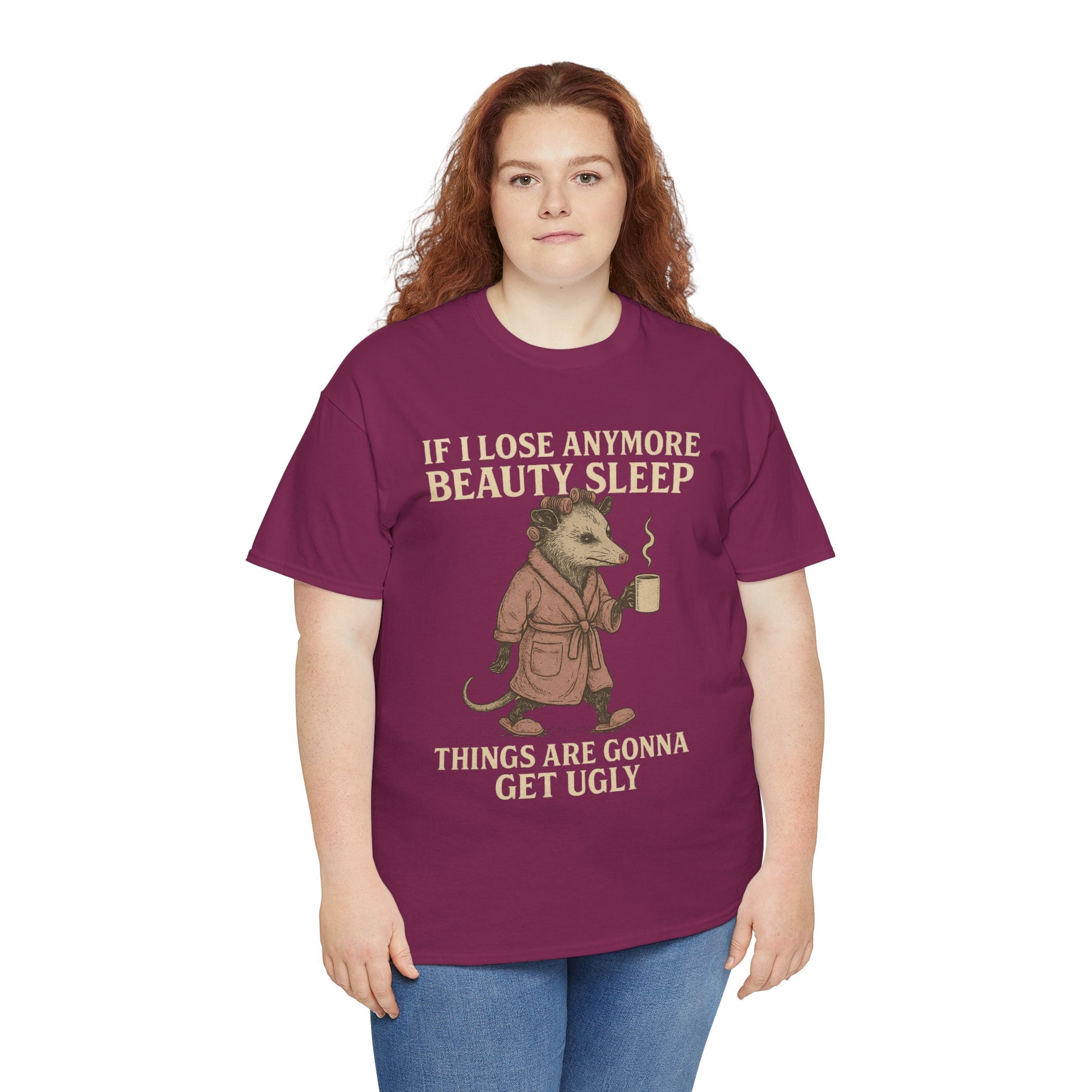 Funny Unisex Heavy Cotton Tee - "If I Lose Anymore Beauty Sleep, Things Are Gonna Get Ugly" - Gift, Sleepwear, Humor, Casual Wear, [...]