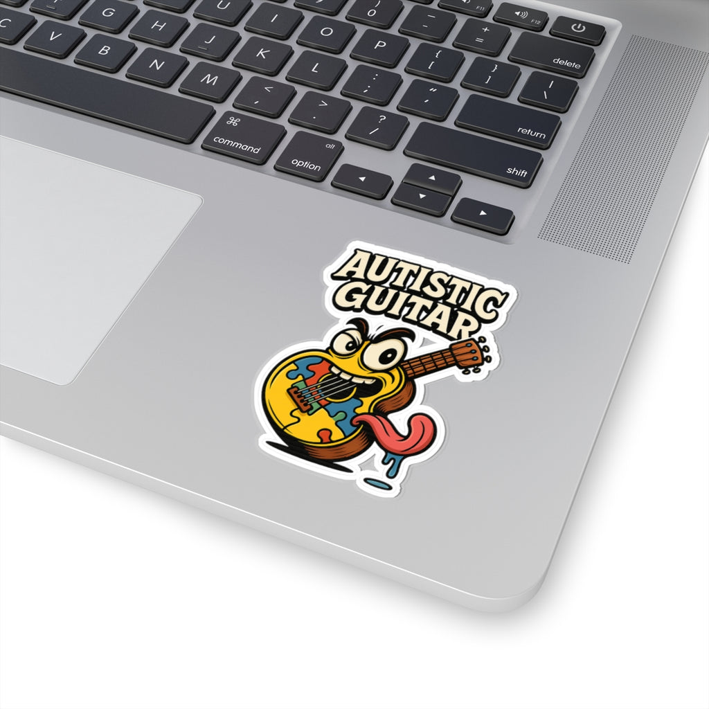 Autistic Guitar Kiss Cut Sticker – Bold Neurodivergent Art, Funny & Vibrant Music Design