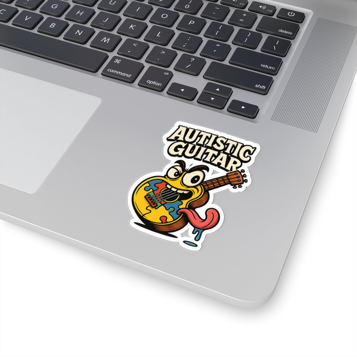 Autistic Guitar Kiss Cut Sticker – Bold Neurodivergent Art, Funny & Vibrant Music Design